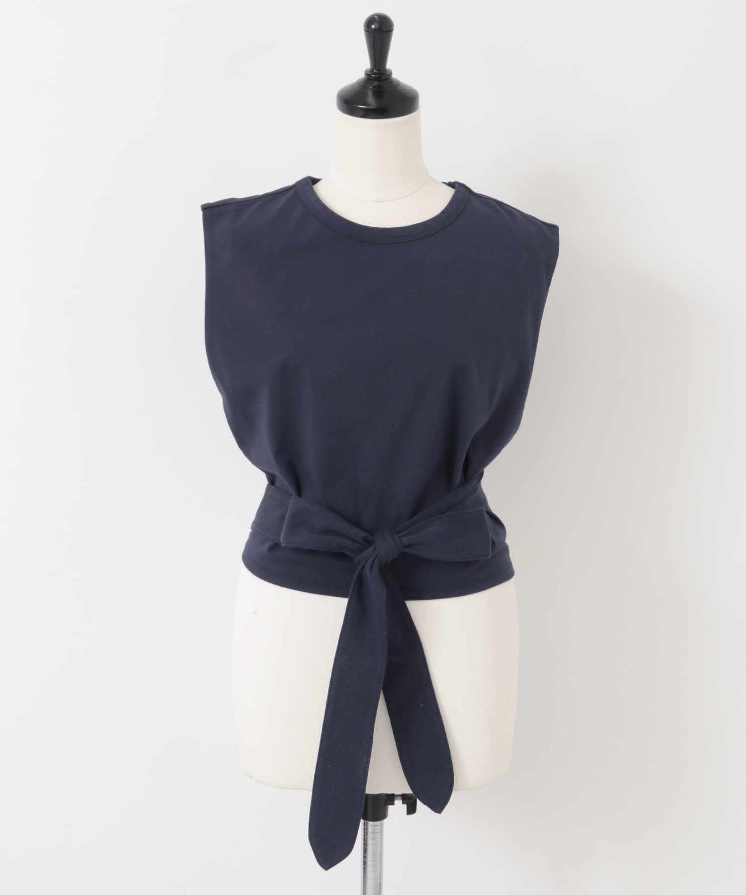 ウエストノットノースリーブトップス NAVY one