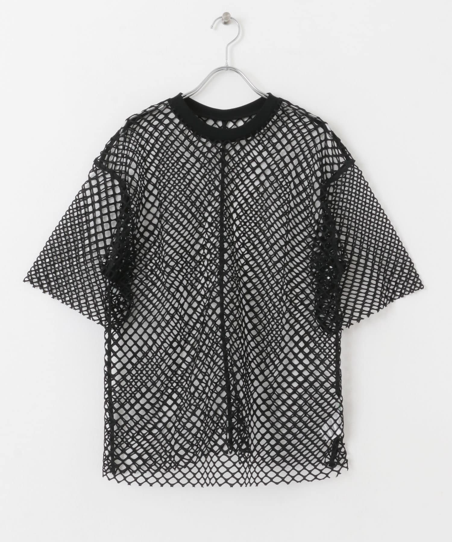 カットオフメッシュTEE BLACK one