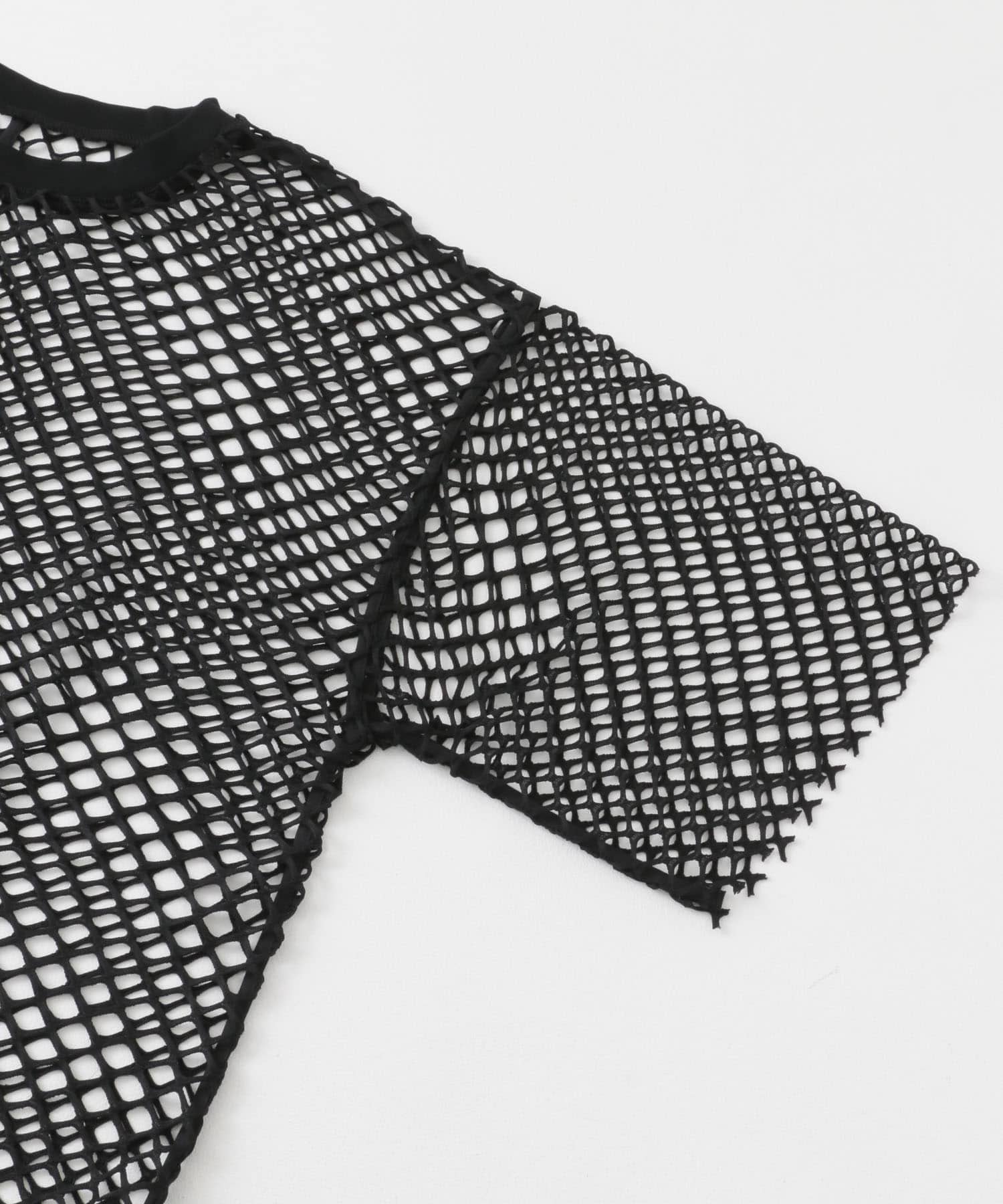 カットオフメッシュTEE BLACK one