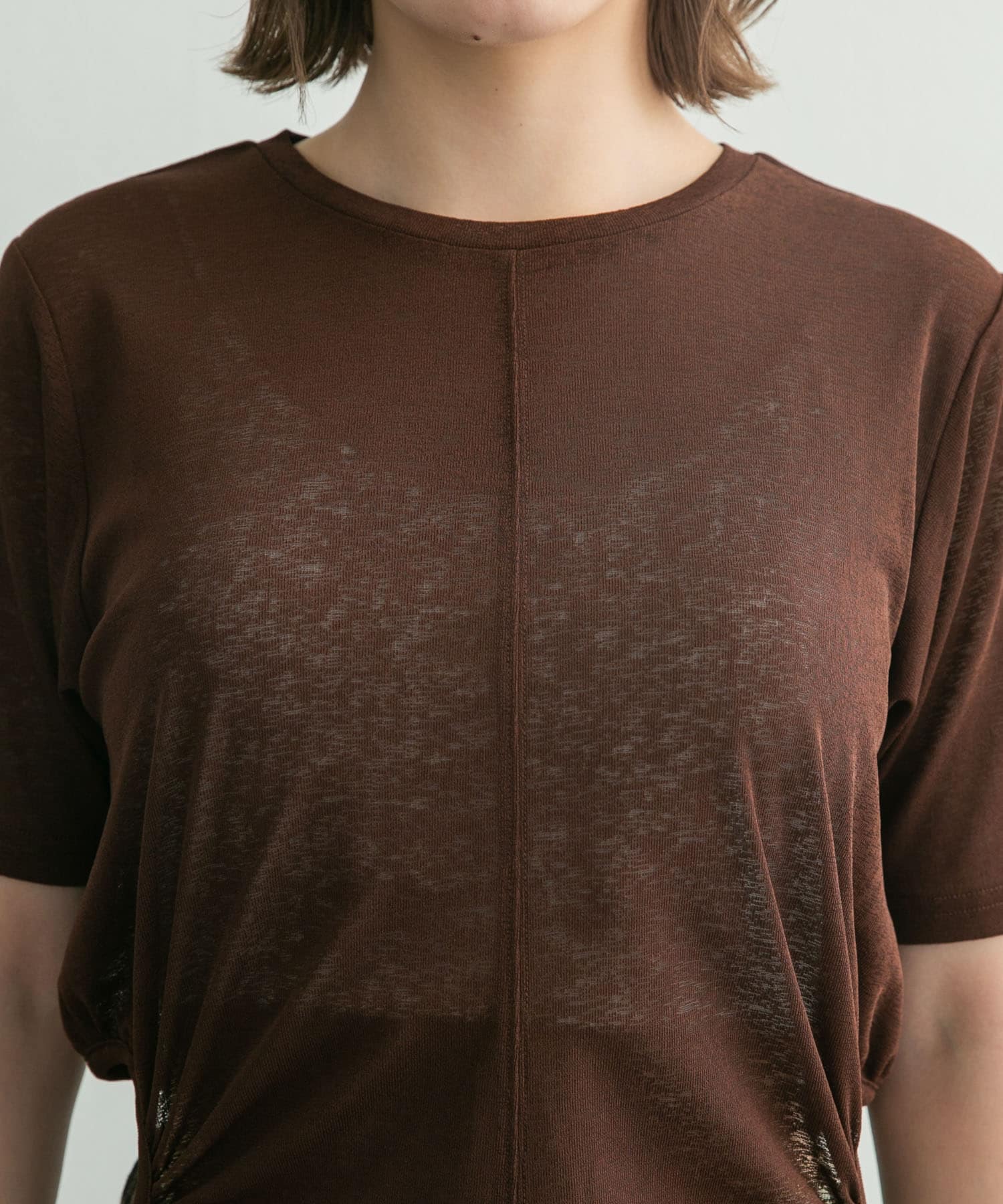 サイドオープンカットソー BROWN one