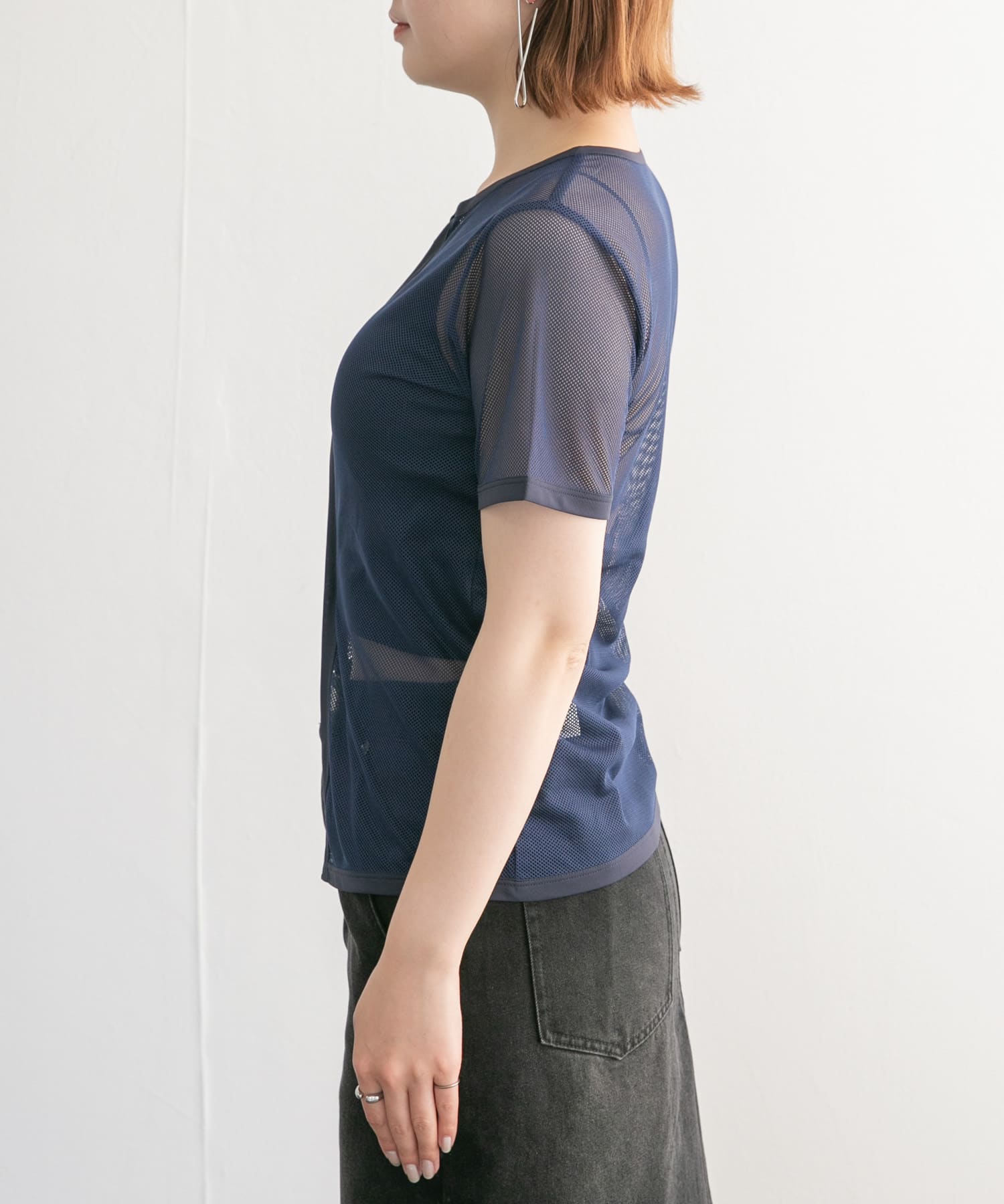 メッシュZIPトップス NAVY one