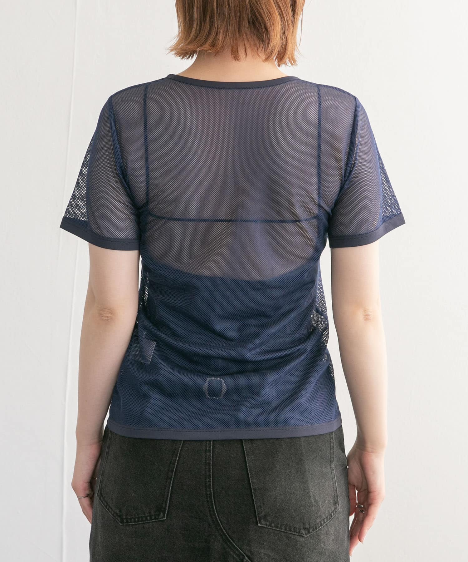 メッシュZIPトップス NAVY one