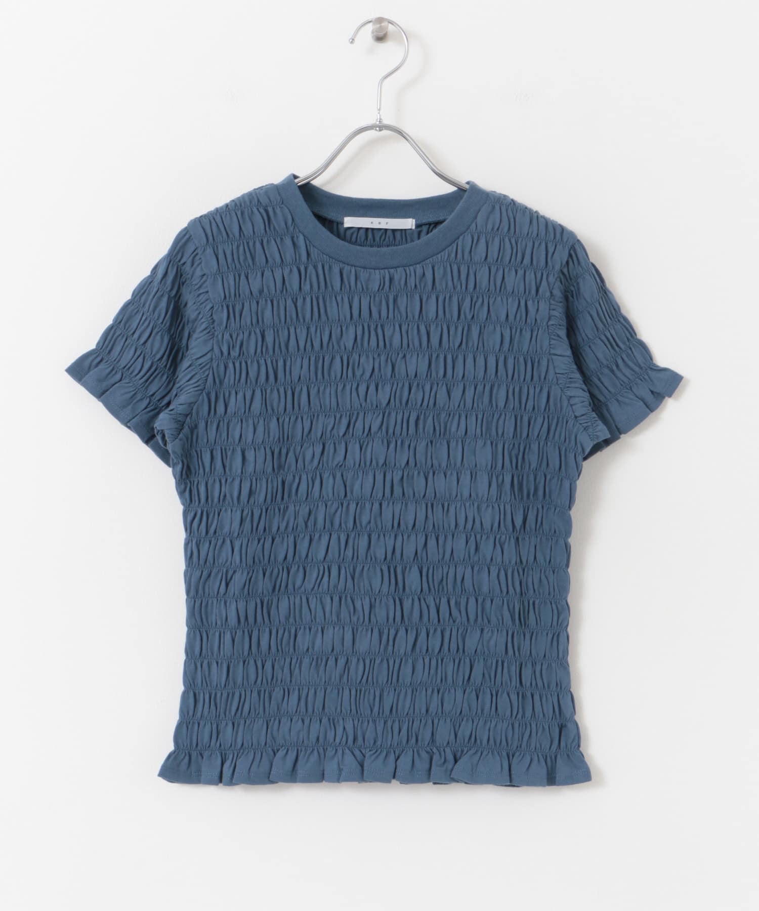シャーリングプチフリルTEE BLUE one