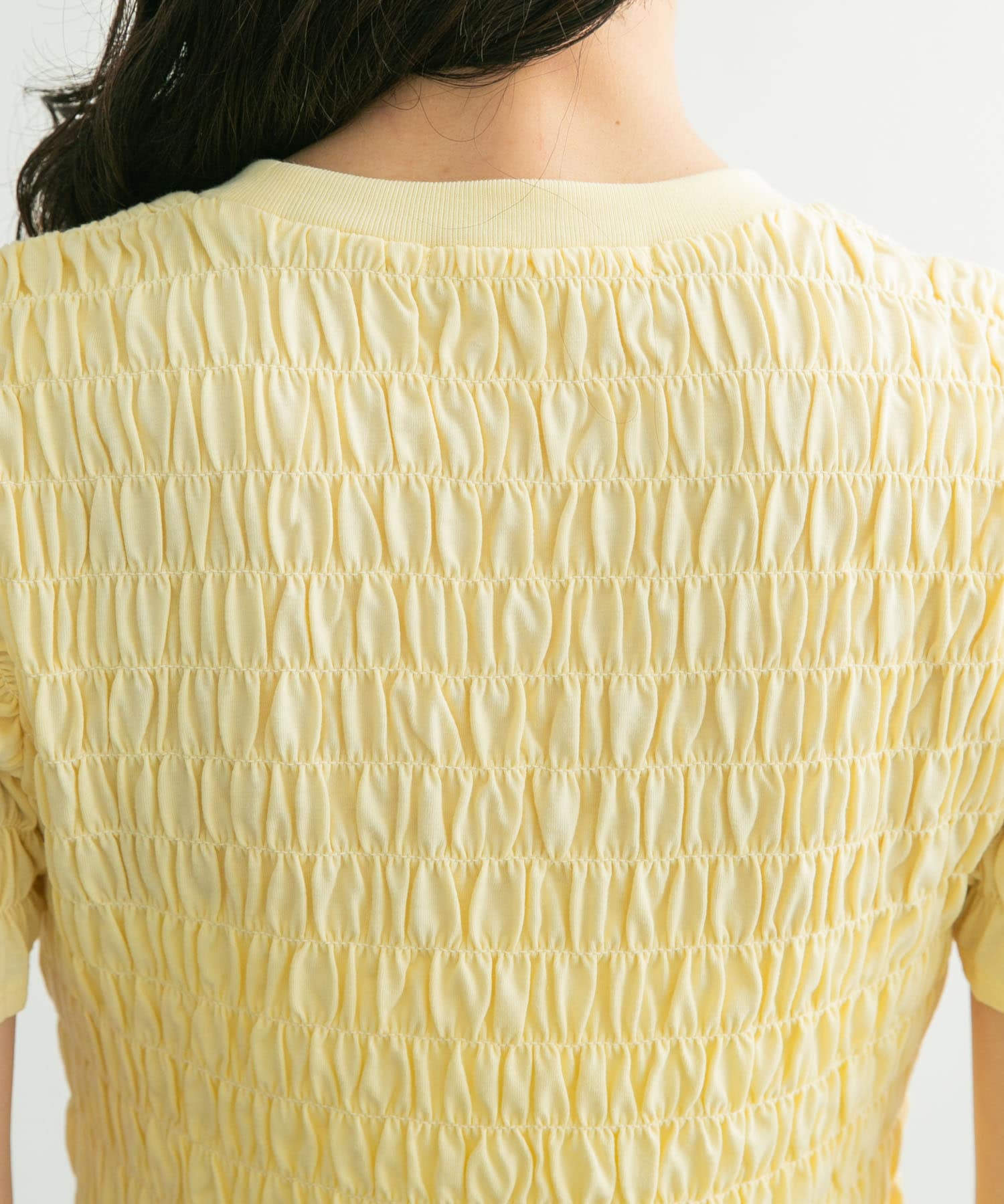 シャーリングプチフリルTEE YELLOW one