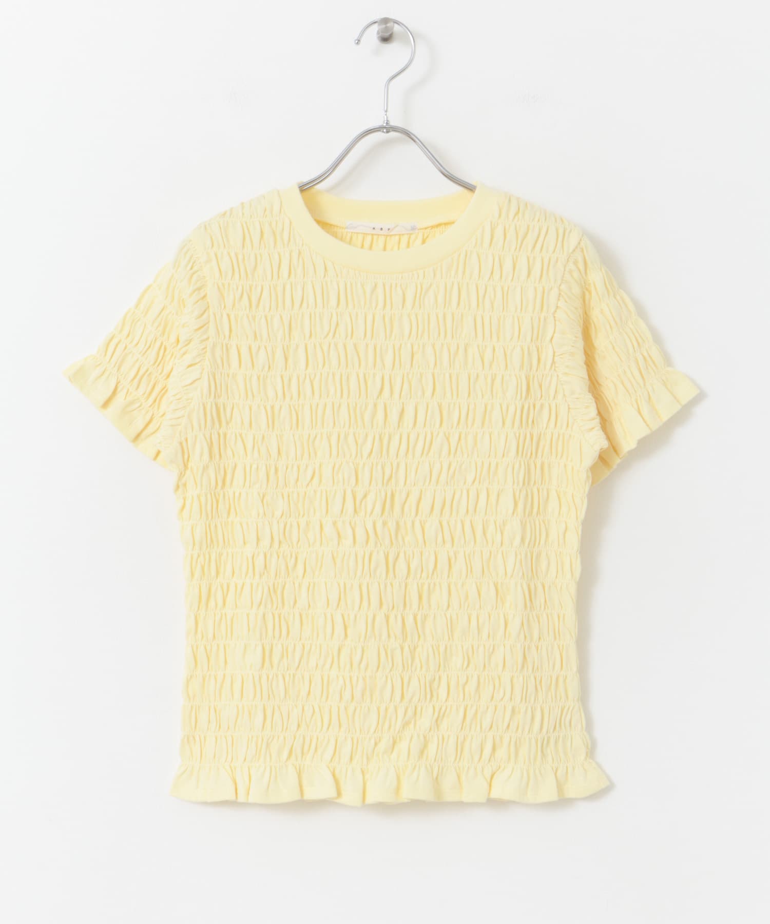 シャーリングプチフリルTEE YELLOW one