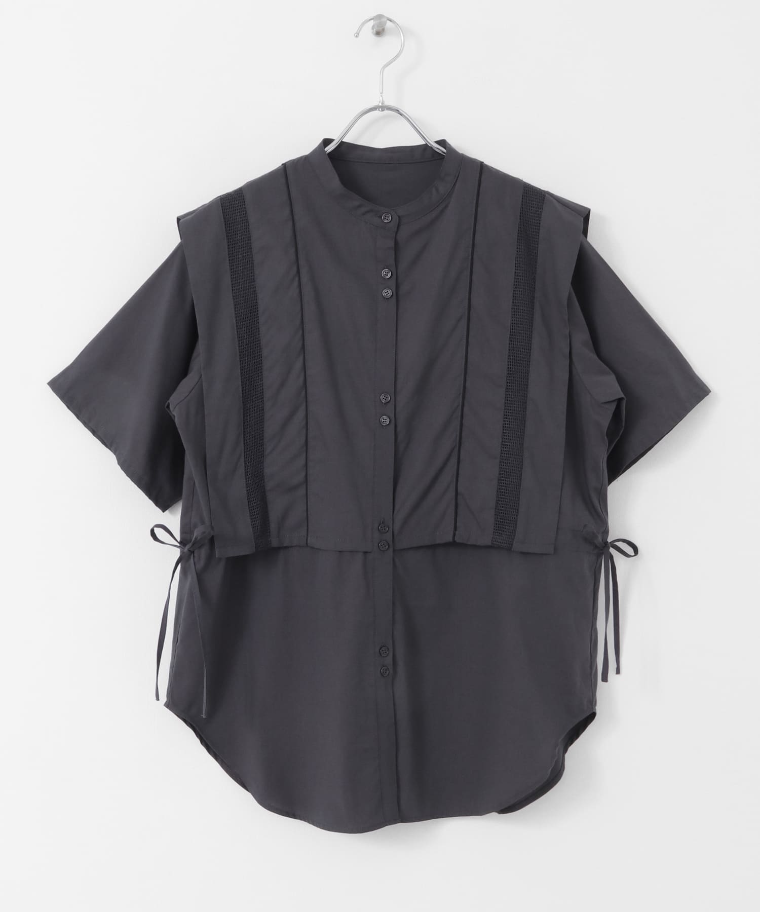 パイピングレイヤードシャツ CHARCOAL one