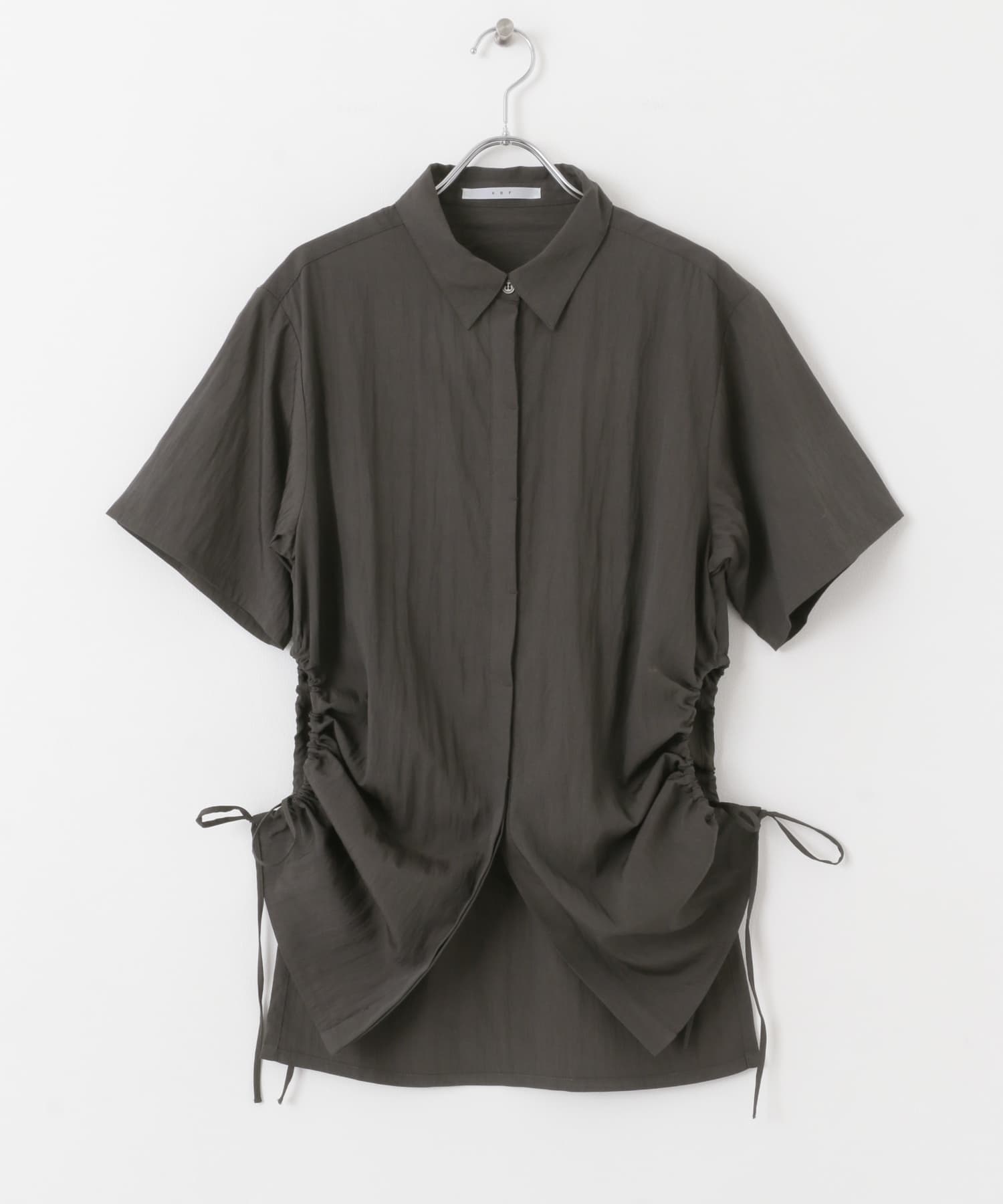 サイドギャザーオープンシャツ CHARCOAL one