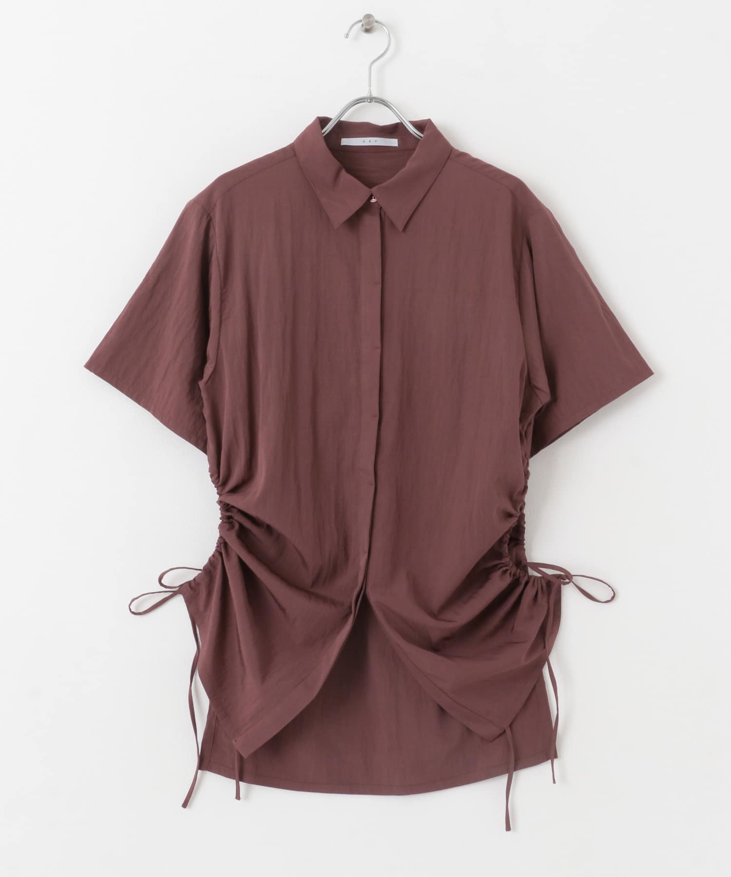 サイドギャザーオープンシャツ BURGUNDY one