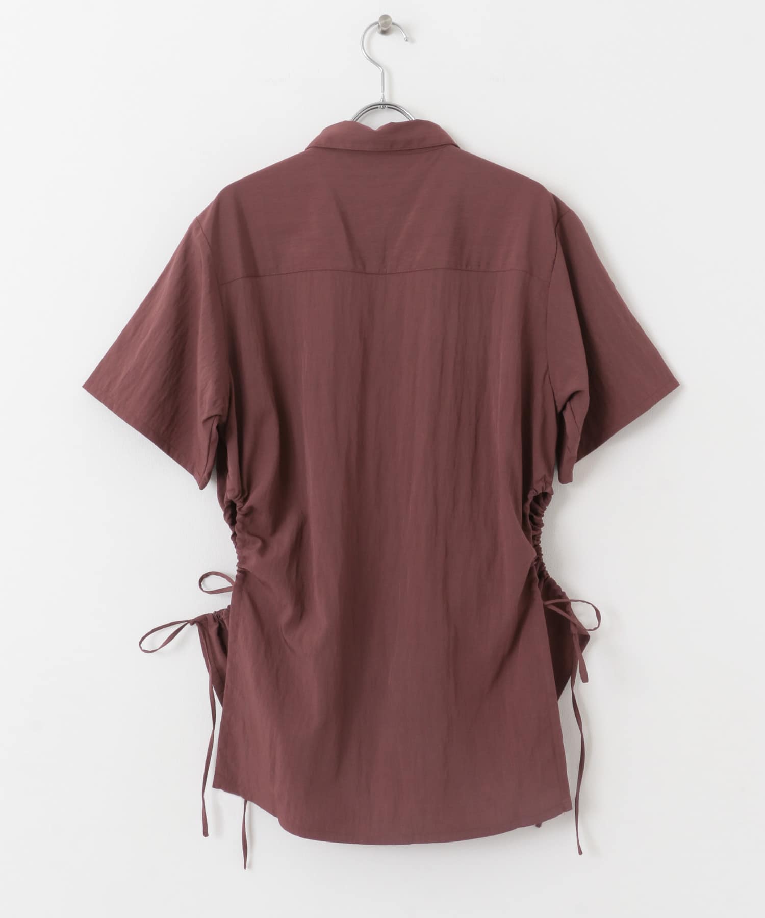 サイドギャザーオープンシャツ BURGUNDY one