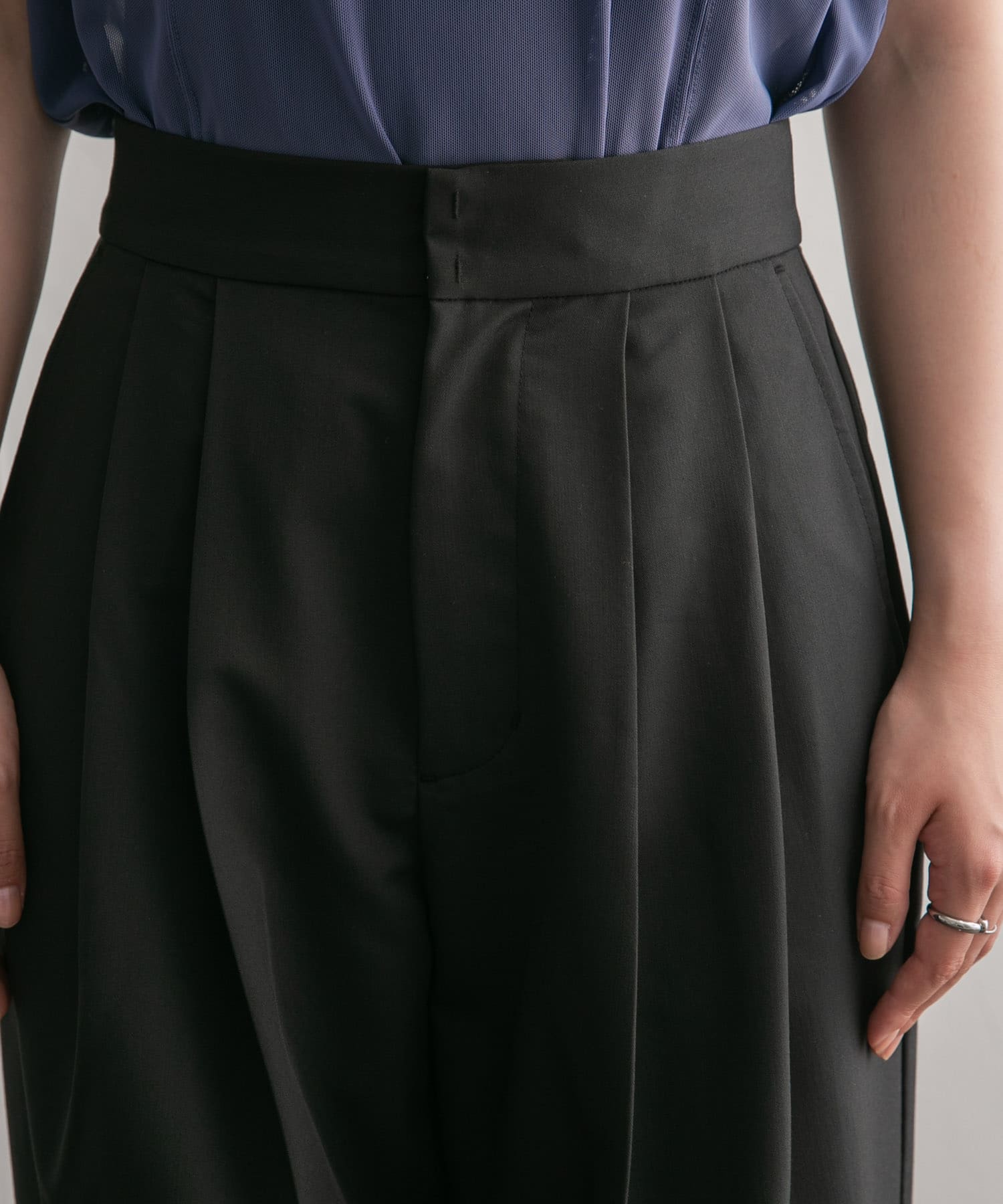 レースヘムクロップドパンツ BLACK 38
