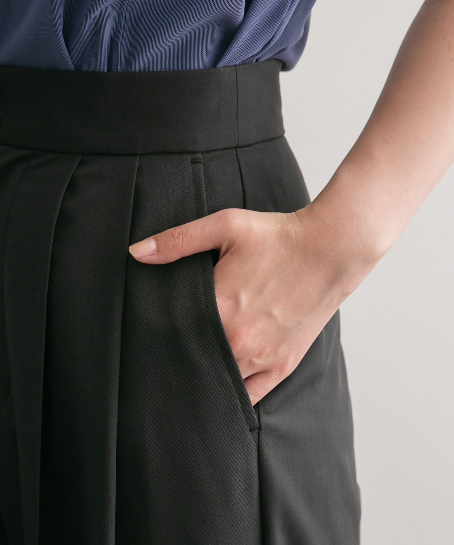 レースヘムクロップドパンツ BLACK 38