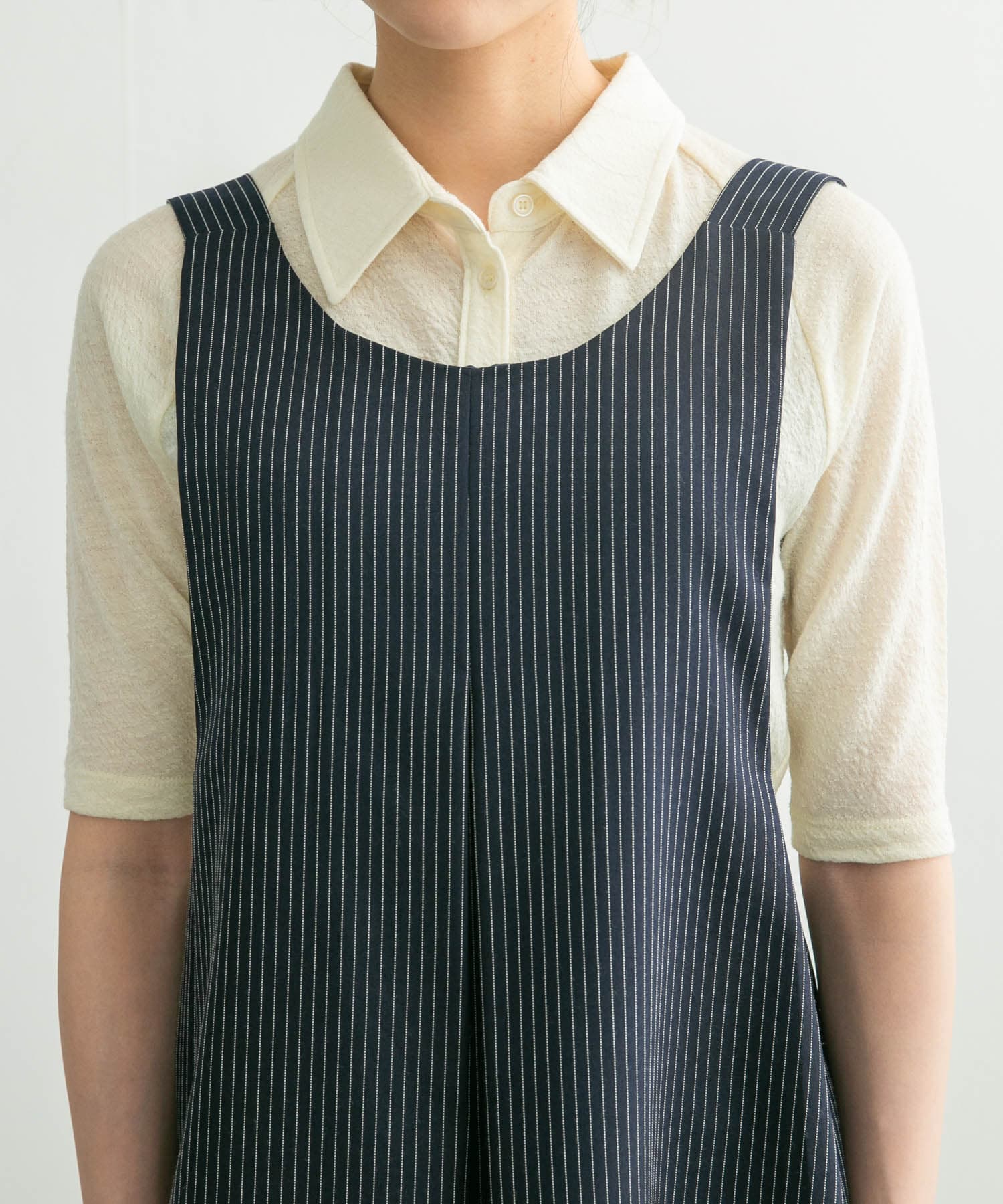 2WAYバックストラップワンピース NAVY st one