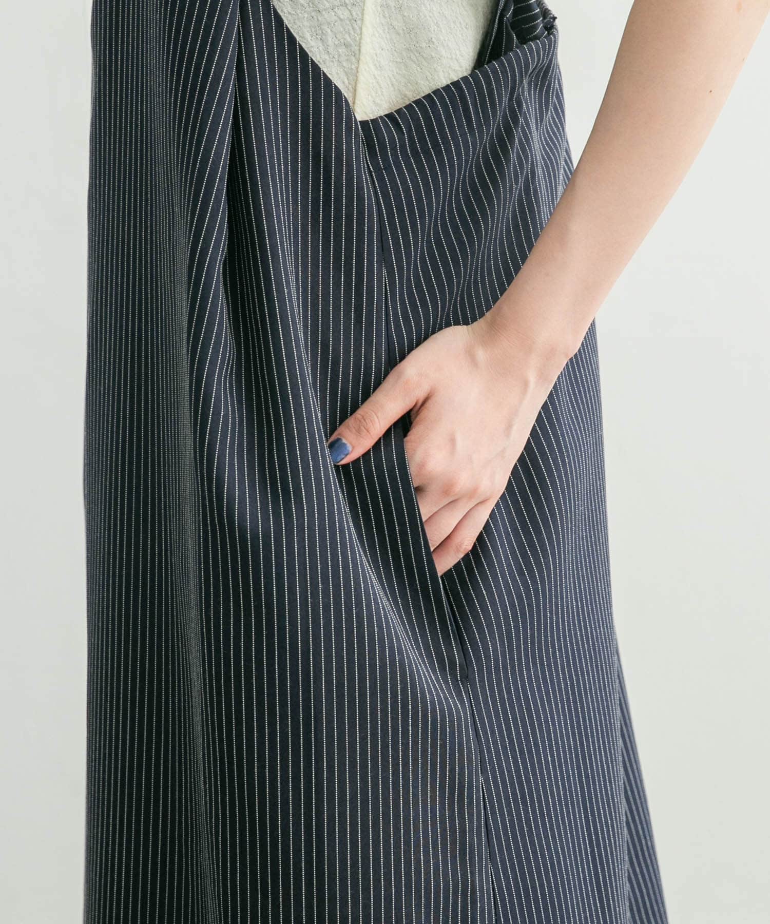 2WAYバックストラップワンピース NAVY st one