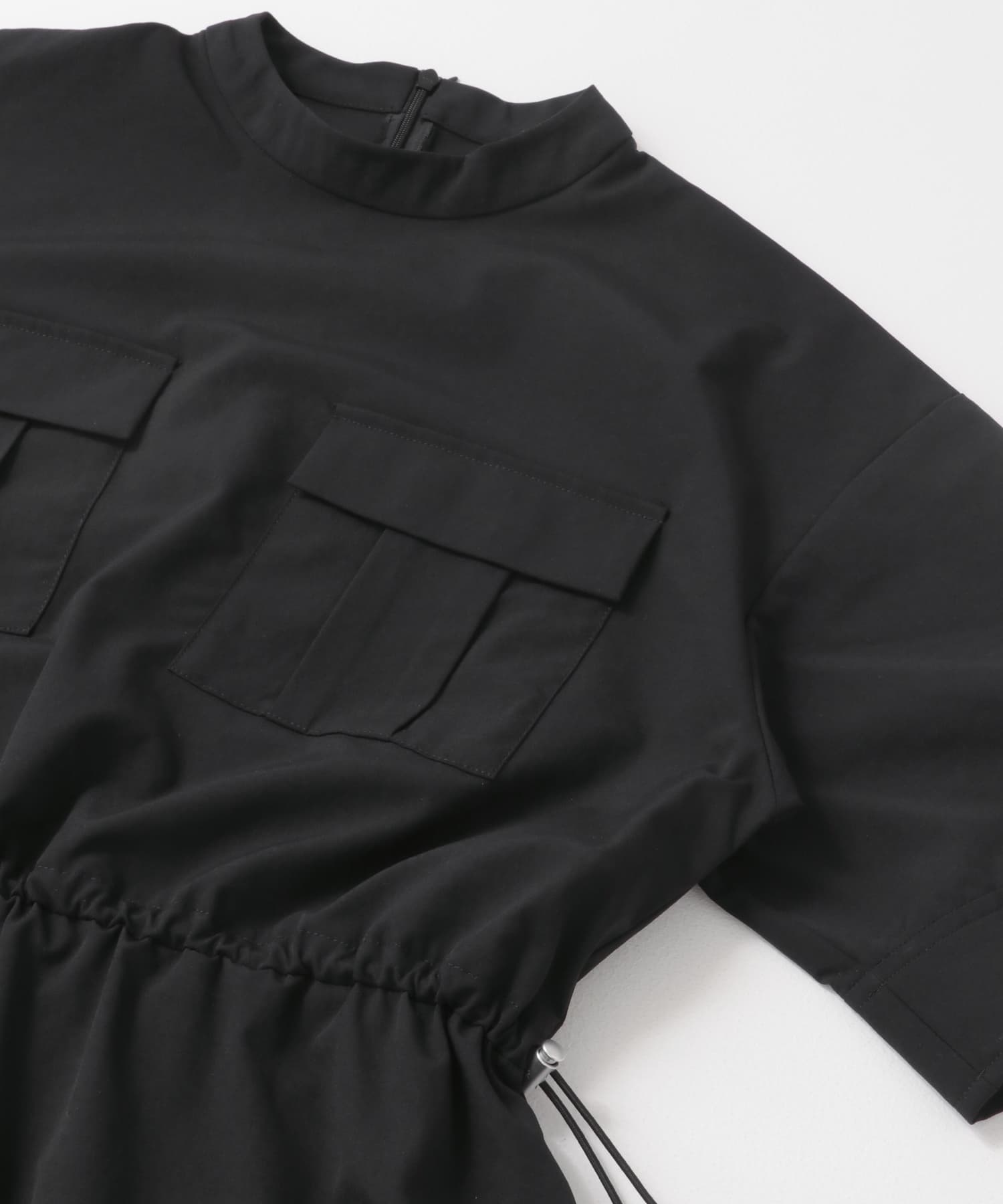 ポケットディティールウエストドロストワンピース BLACK one