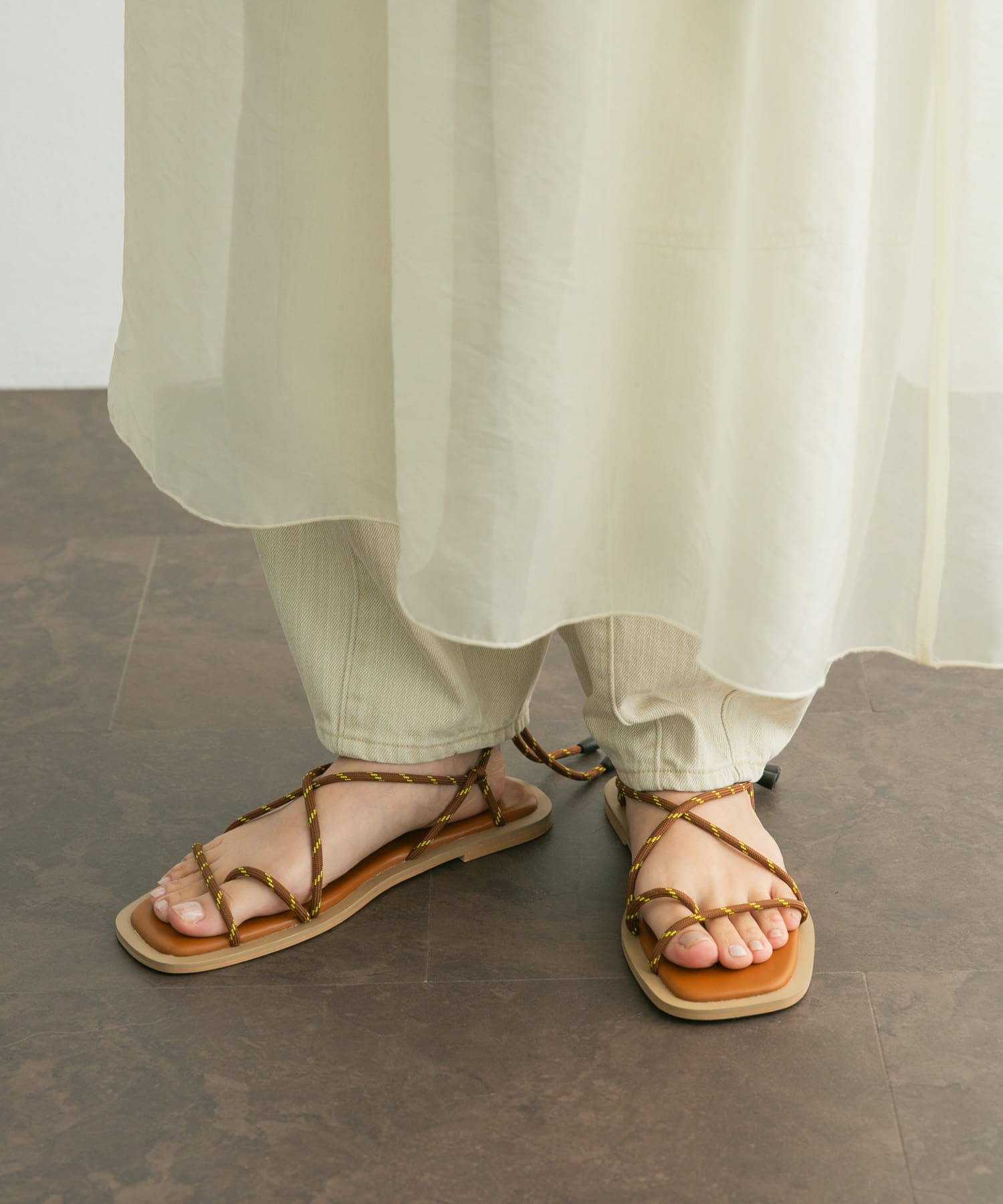 ドローコードサンダル BROWN 36