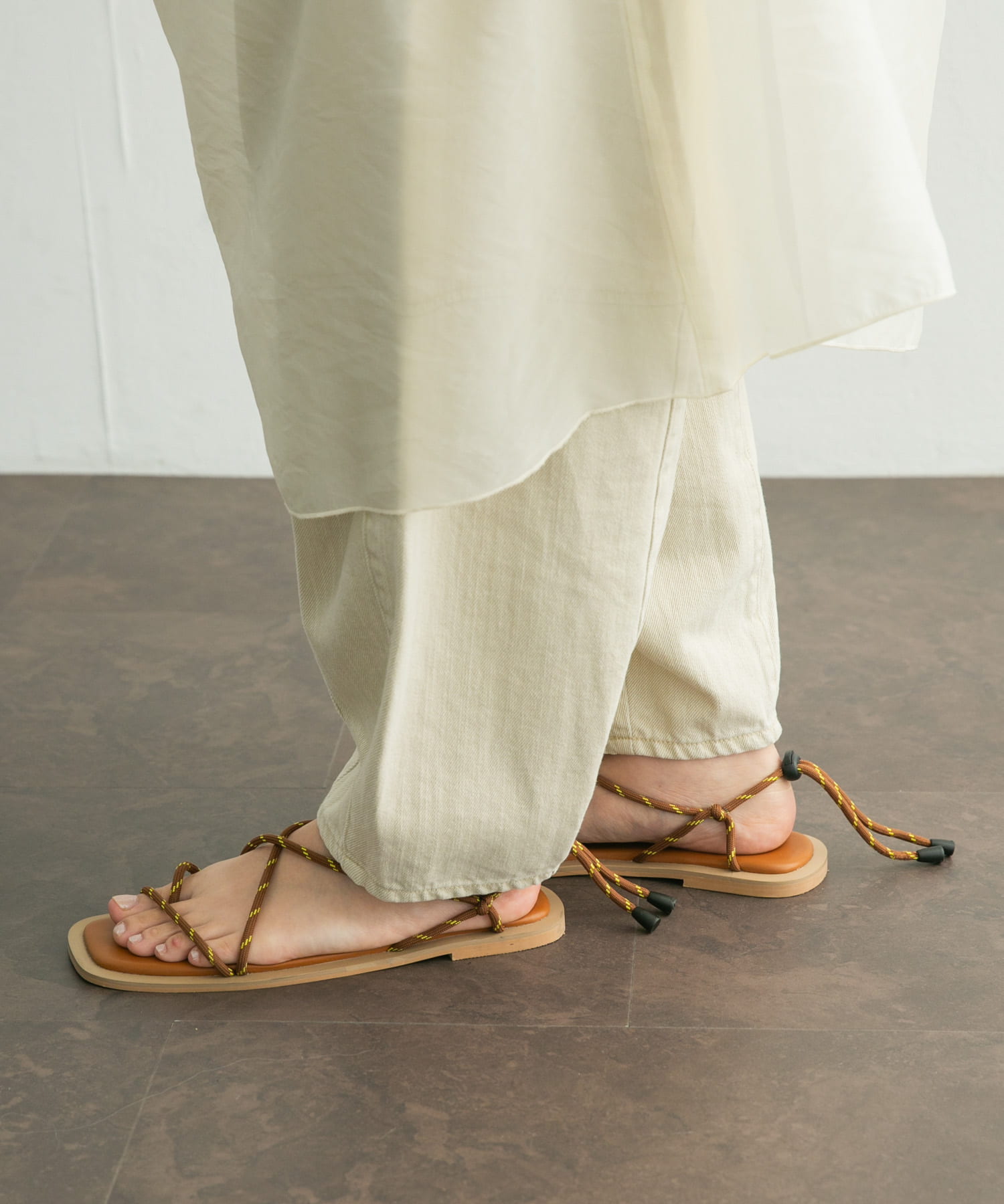 ドローコードサンダル BROWN 36