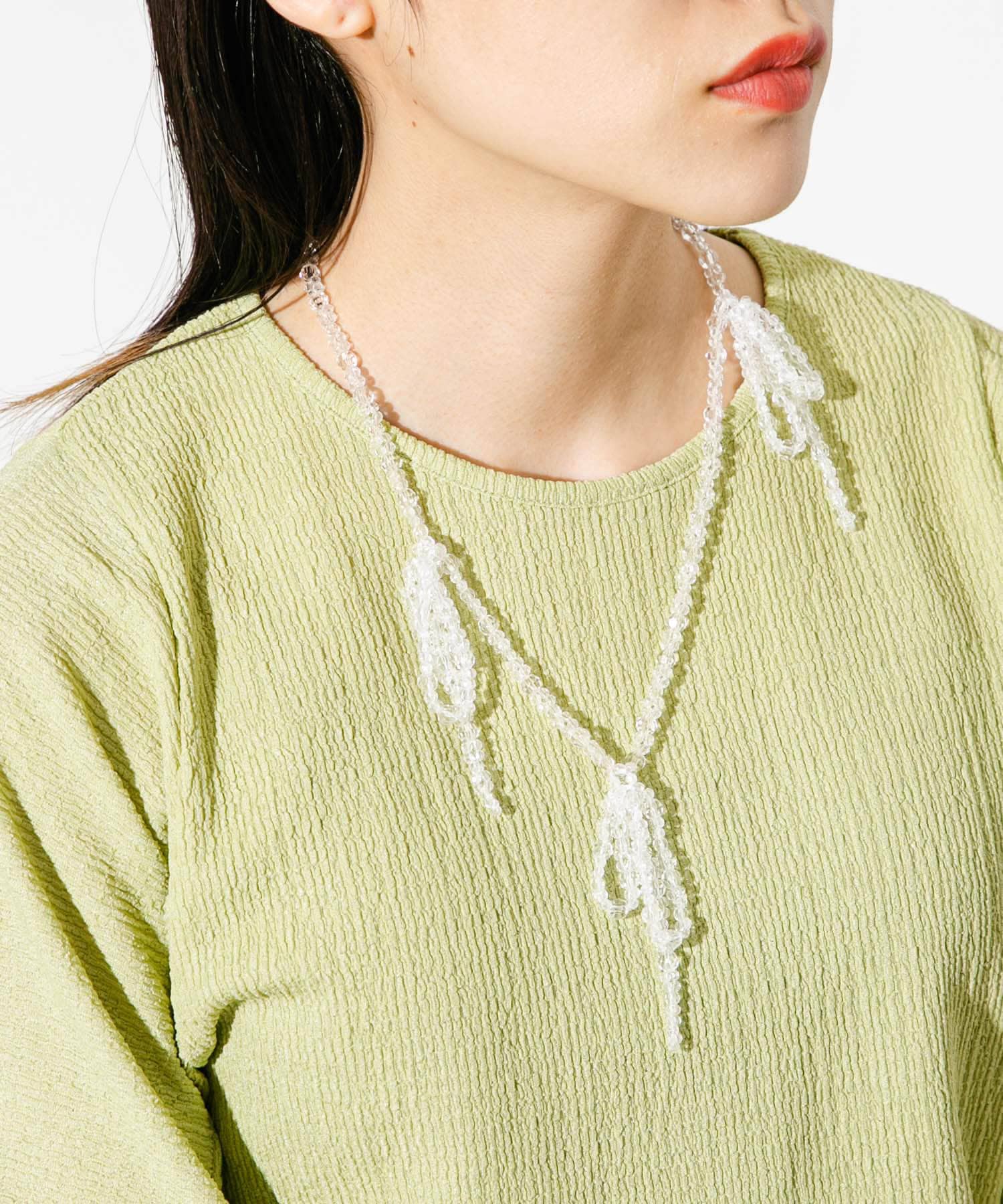 リボンビーズネックレス