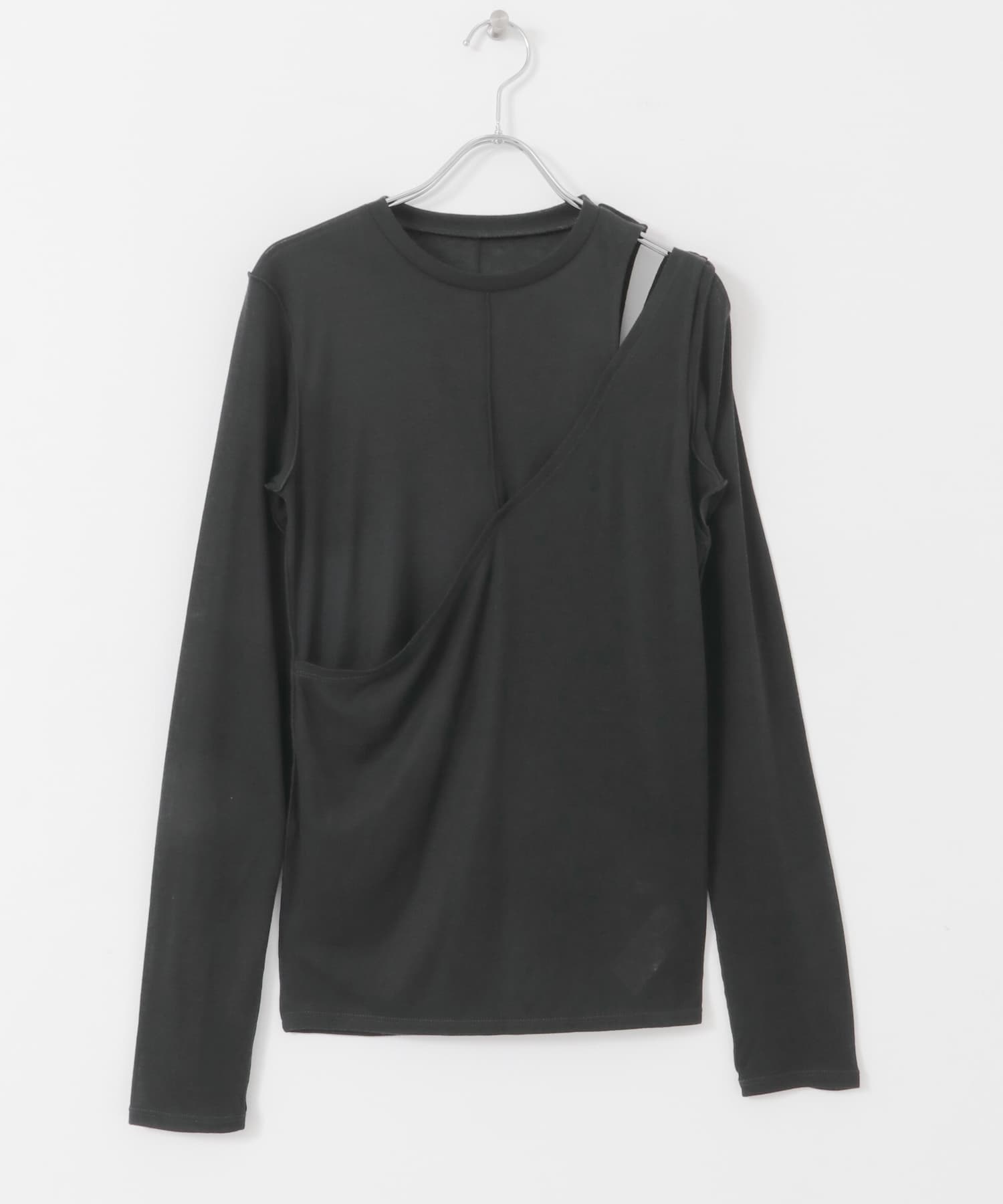 レイヤードカットアウトトップス CHARCOAL one