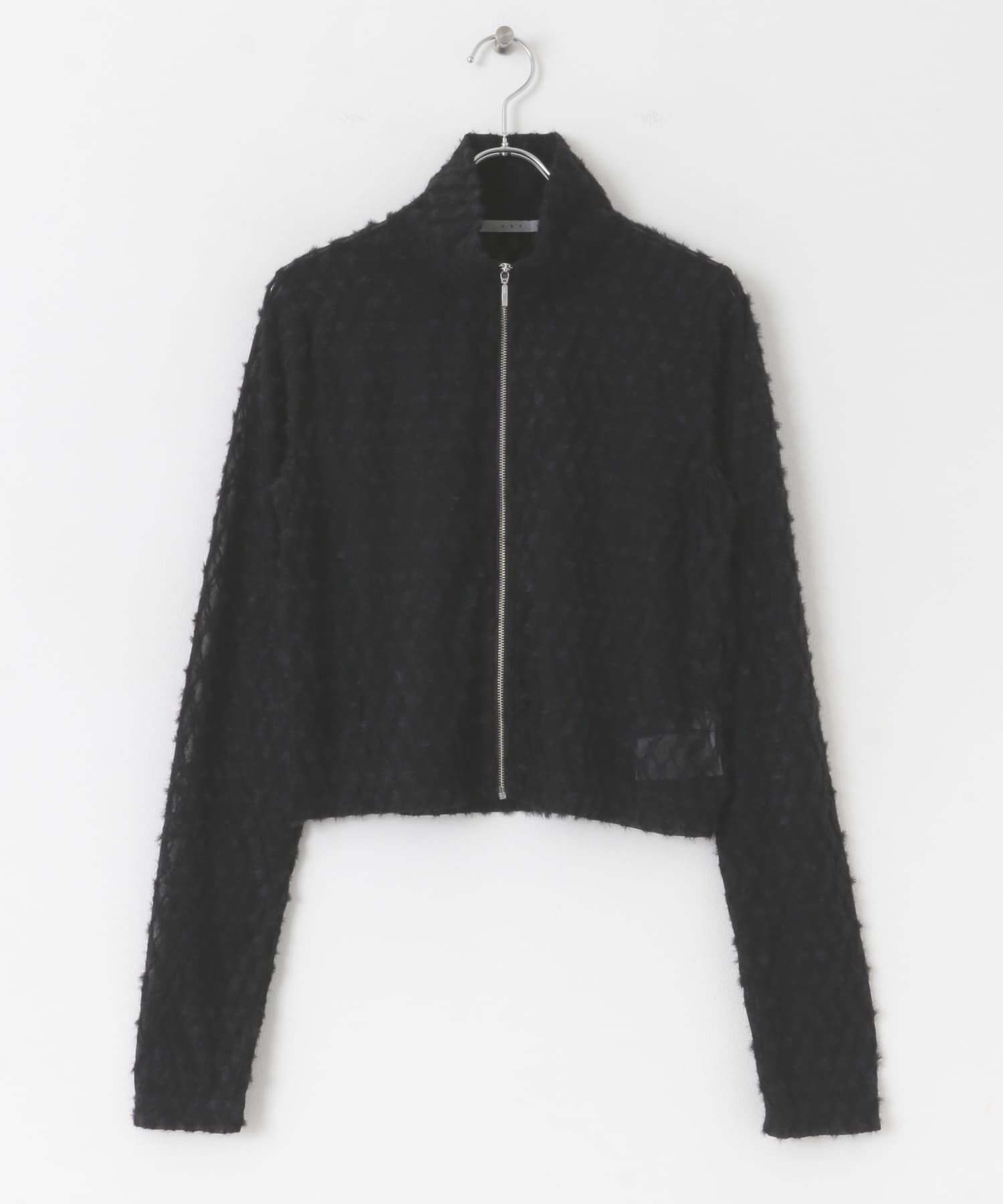 フロントZIPフェザーロングTEE BLACK one
