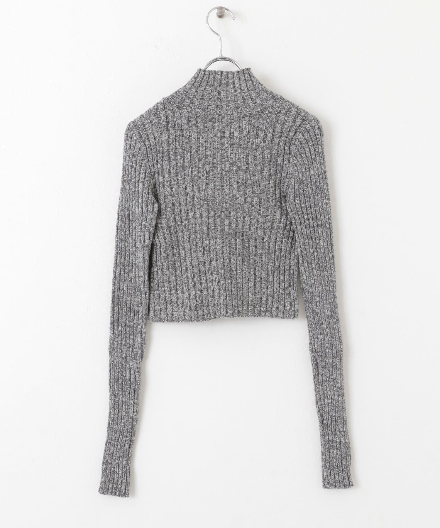 クロップドハイネックラメRIBニット GRAY MIX one