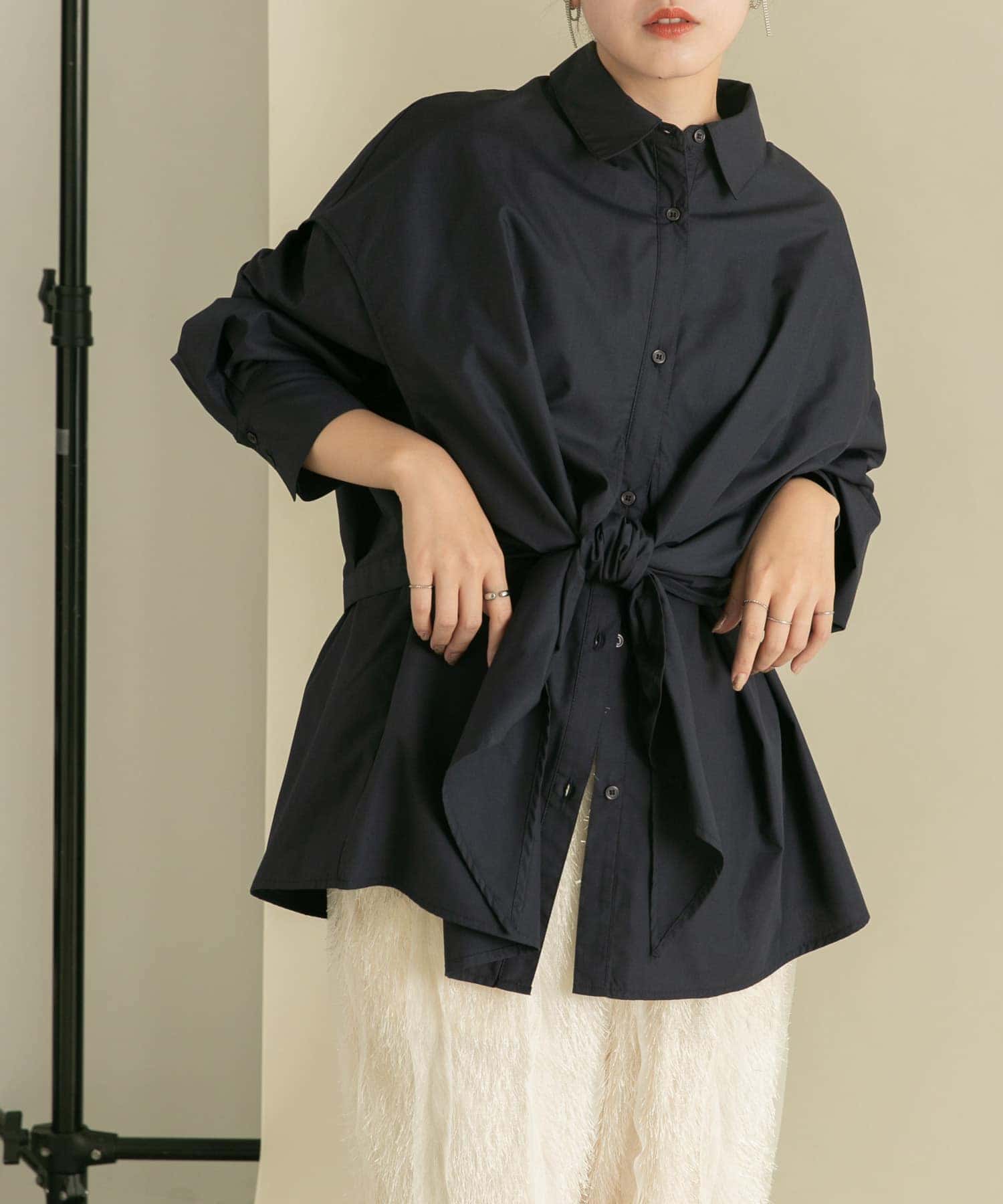 レイヤードBIGシャツ NAVY one