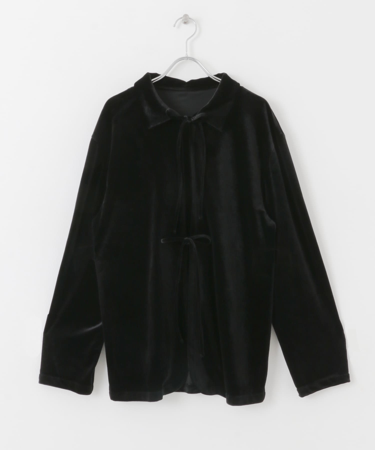 フロントリボンベロアガウン BLACK one