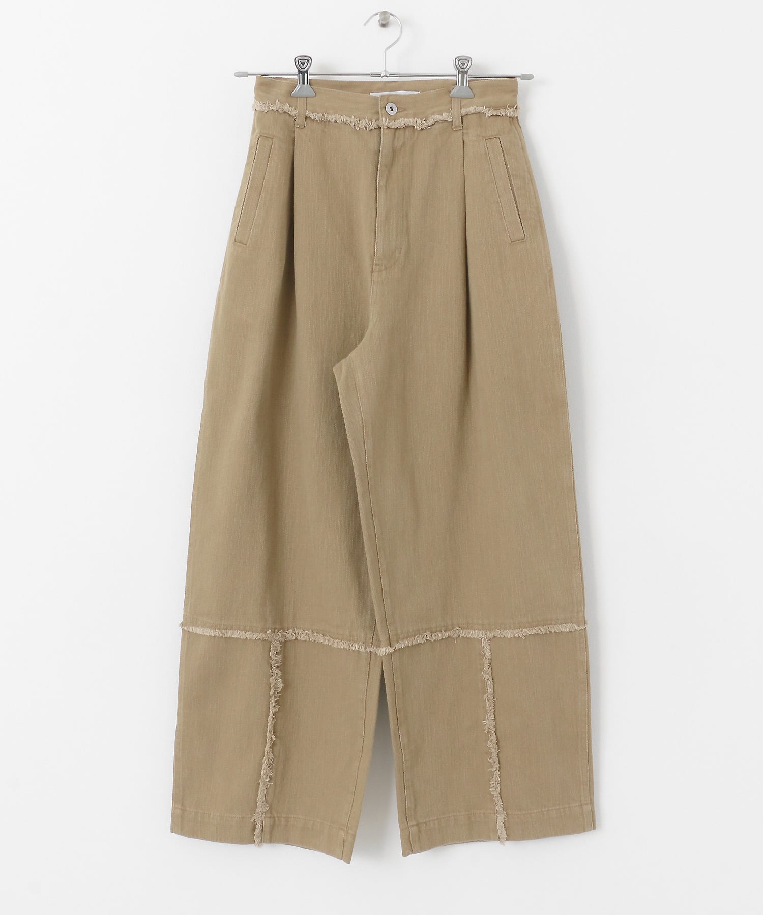 『2サイズ展開』フリンジストレートパンツ KHAKI 36