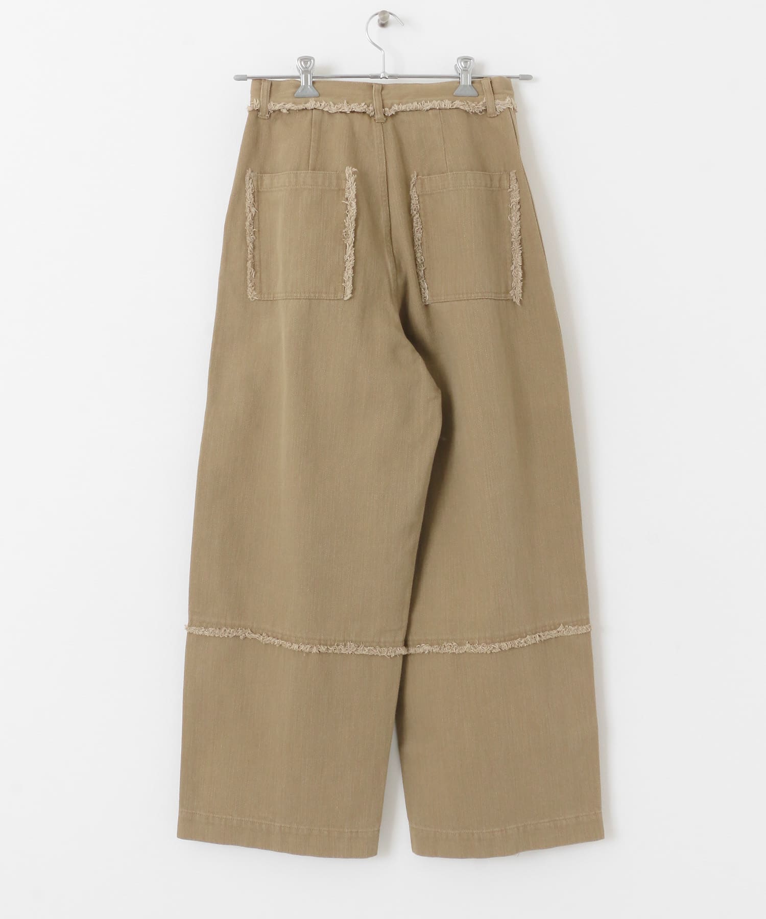『2サイズ展開』フリンジストレートパンツ KHAKI 36