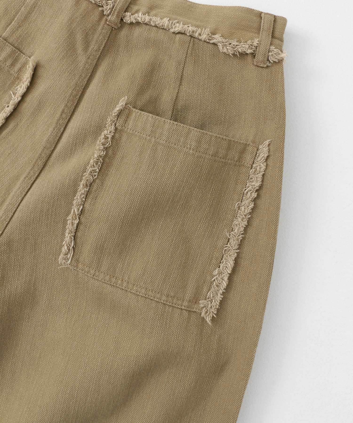 『2サイズ展開』フリンジストレートパンツ KHAKI 36