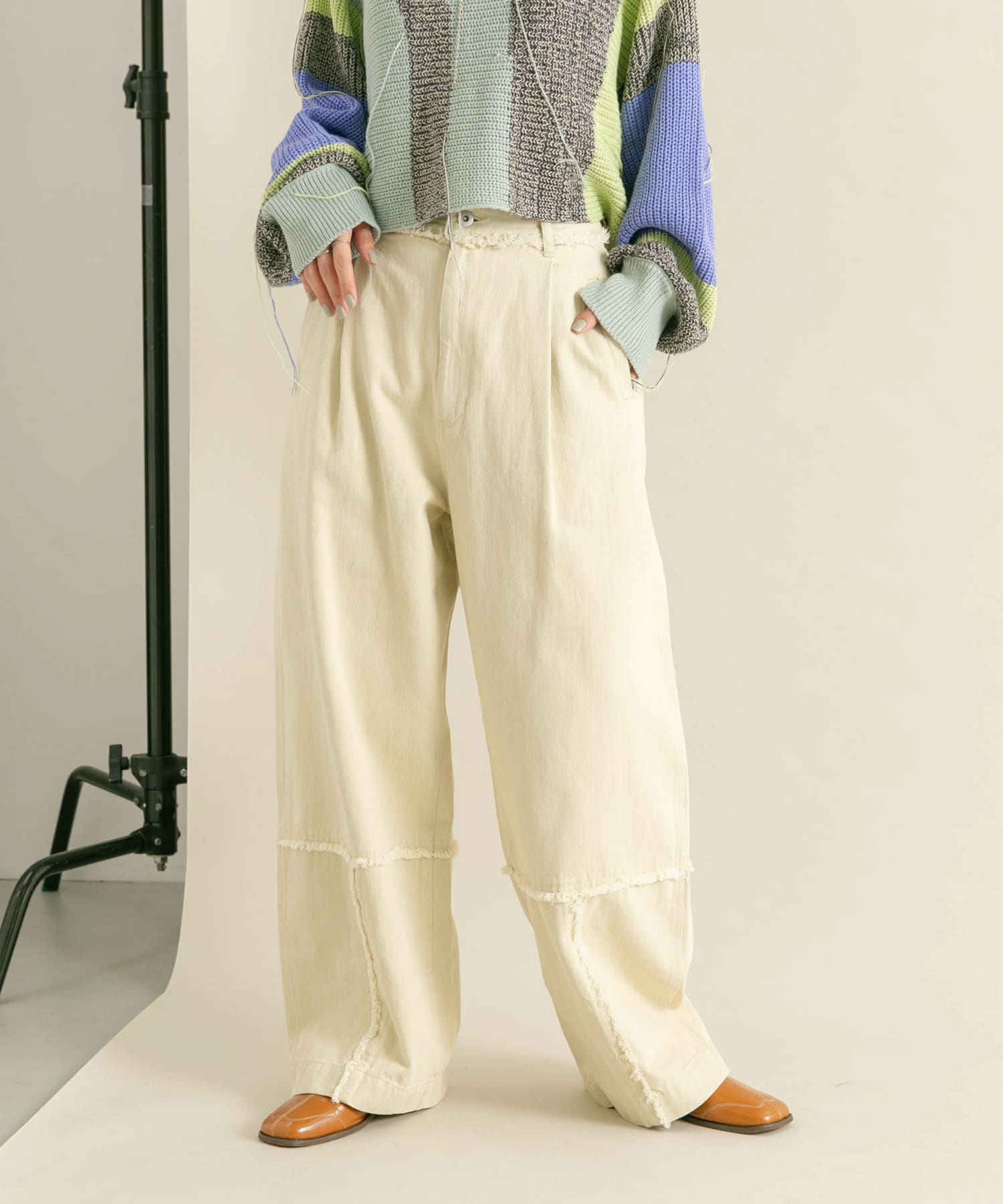 『2サイズ展開』フリンジストレートパンツ