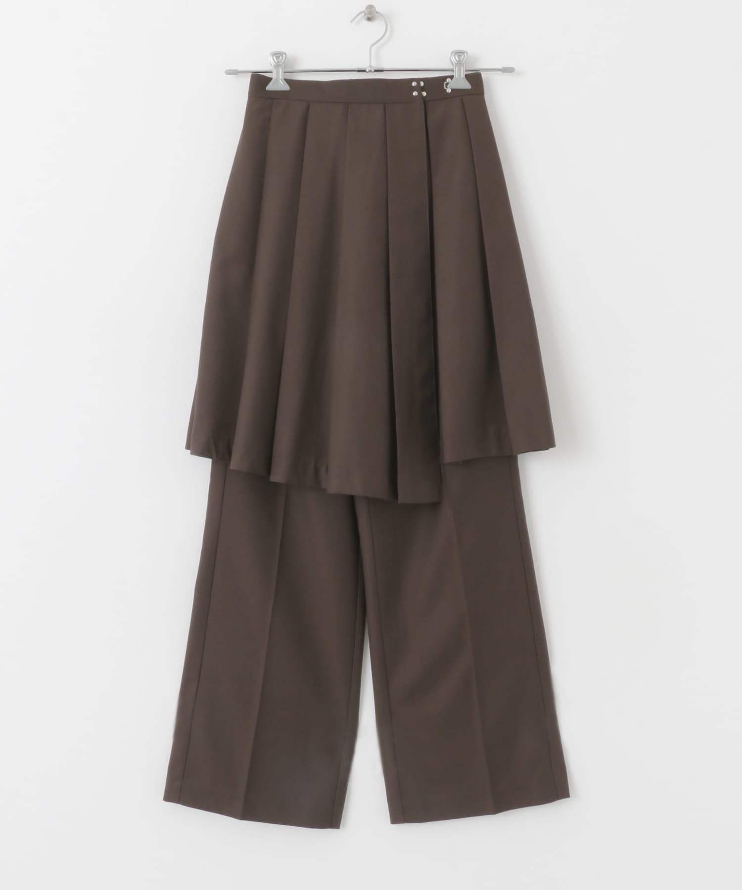 プリーツスカートSETパンツ D.BROWN one
