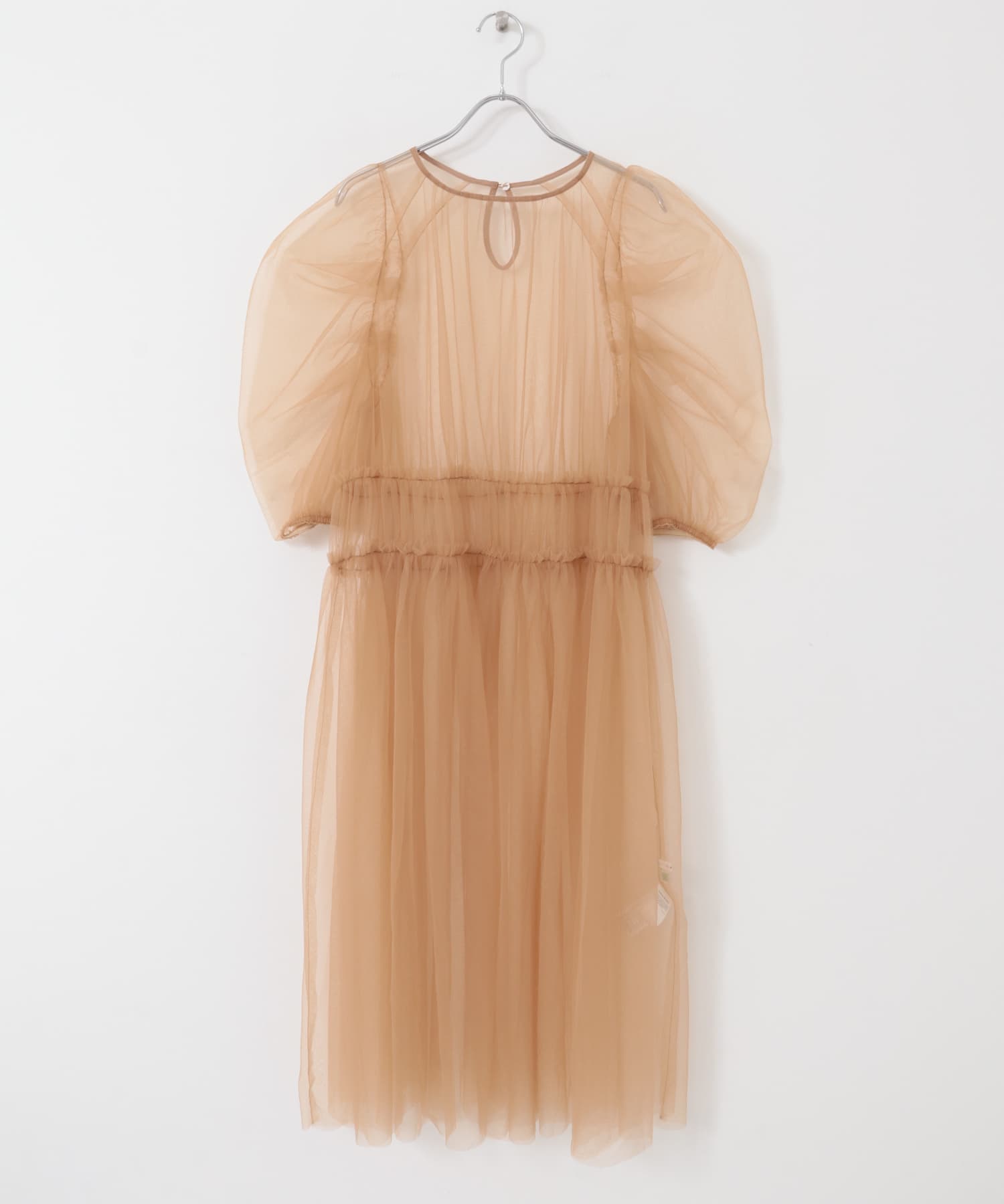 パワースリーブチュールワンピース BEIGE one