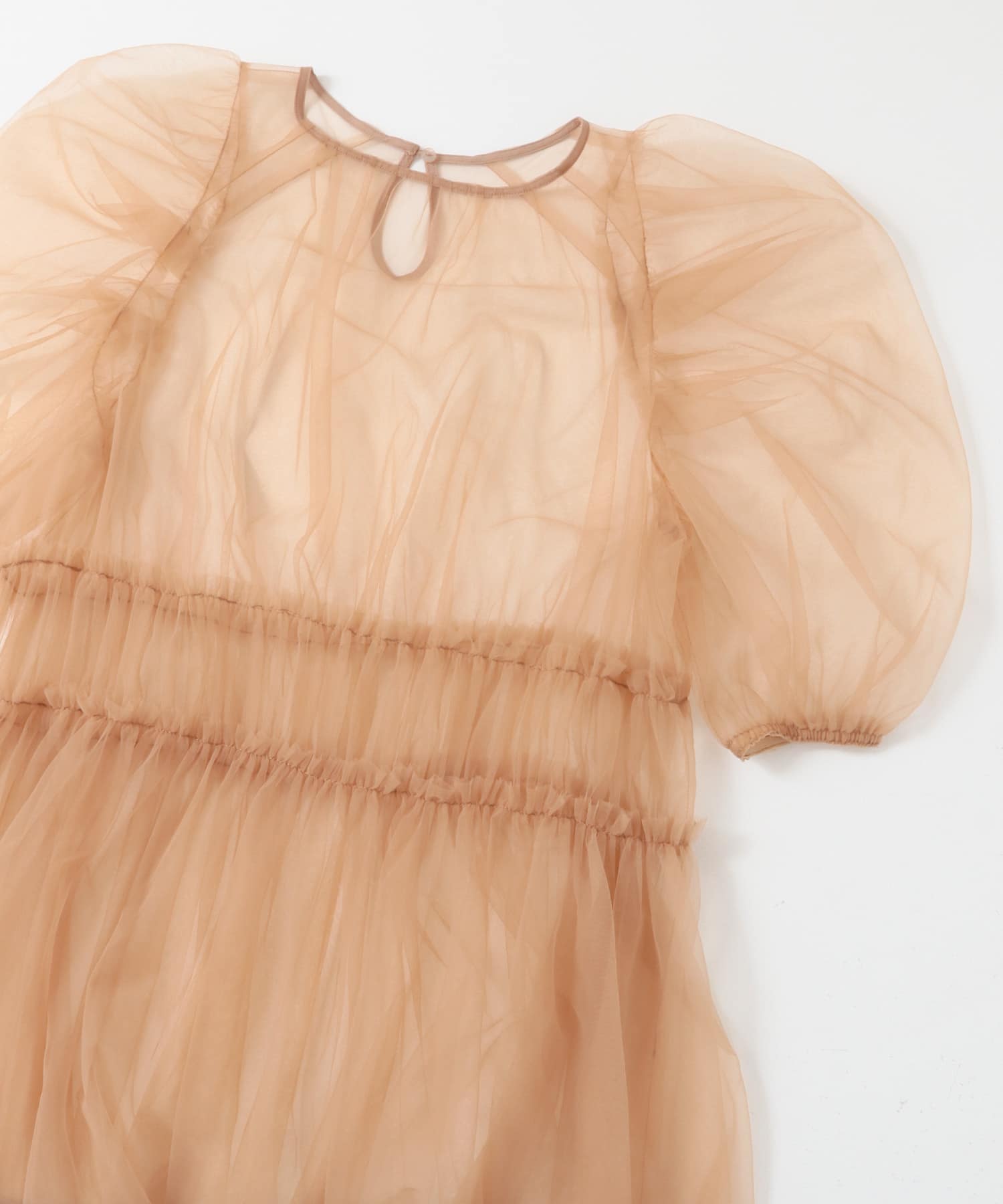 パワースリーブチュールワンピース BEIGE one