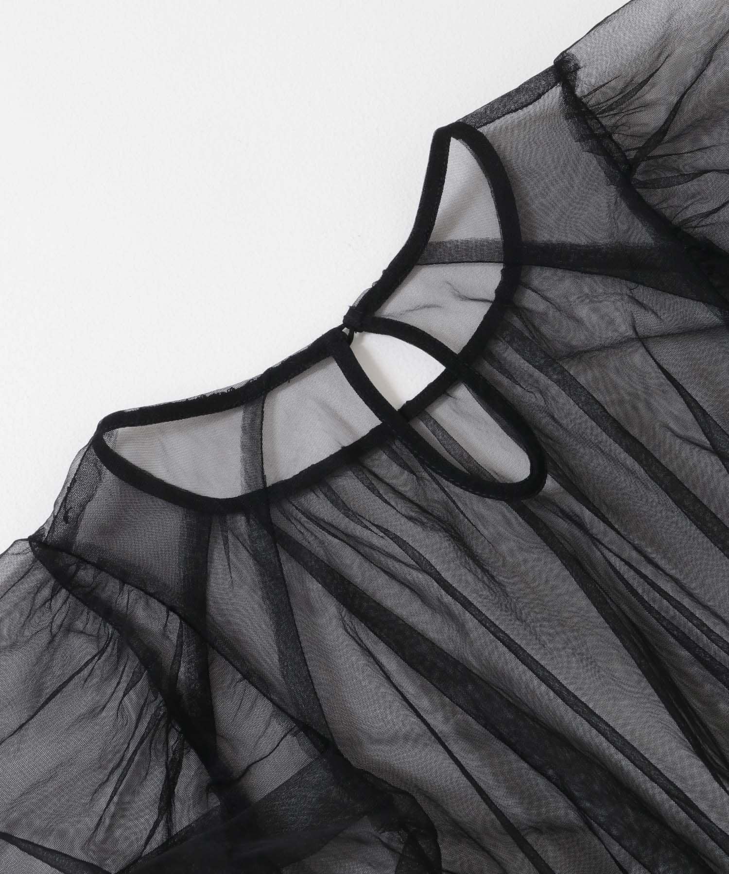 パワースリーブチュールワンピース BLACK one