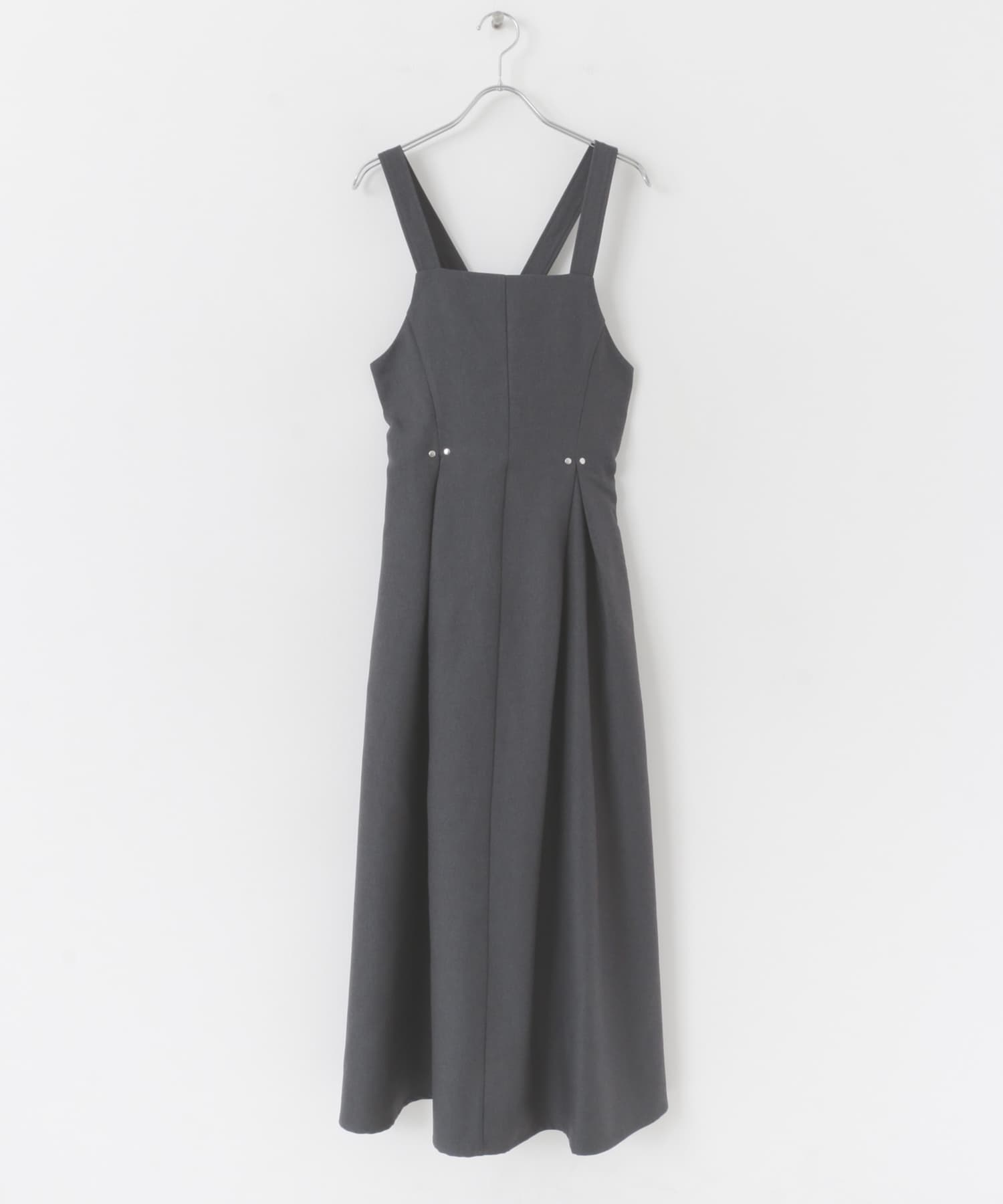 フロントタックジャンパースカート CHARCOAL one