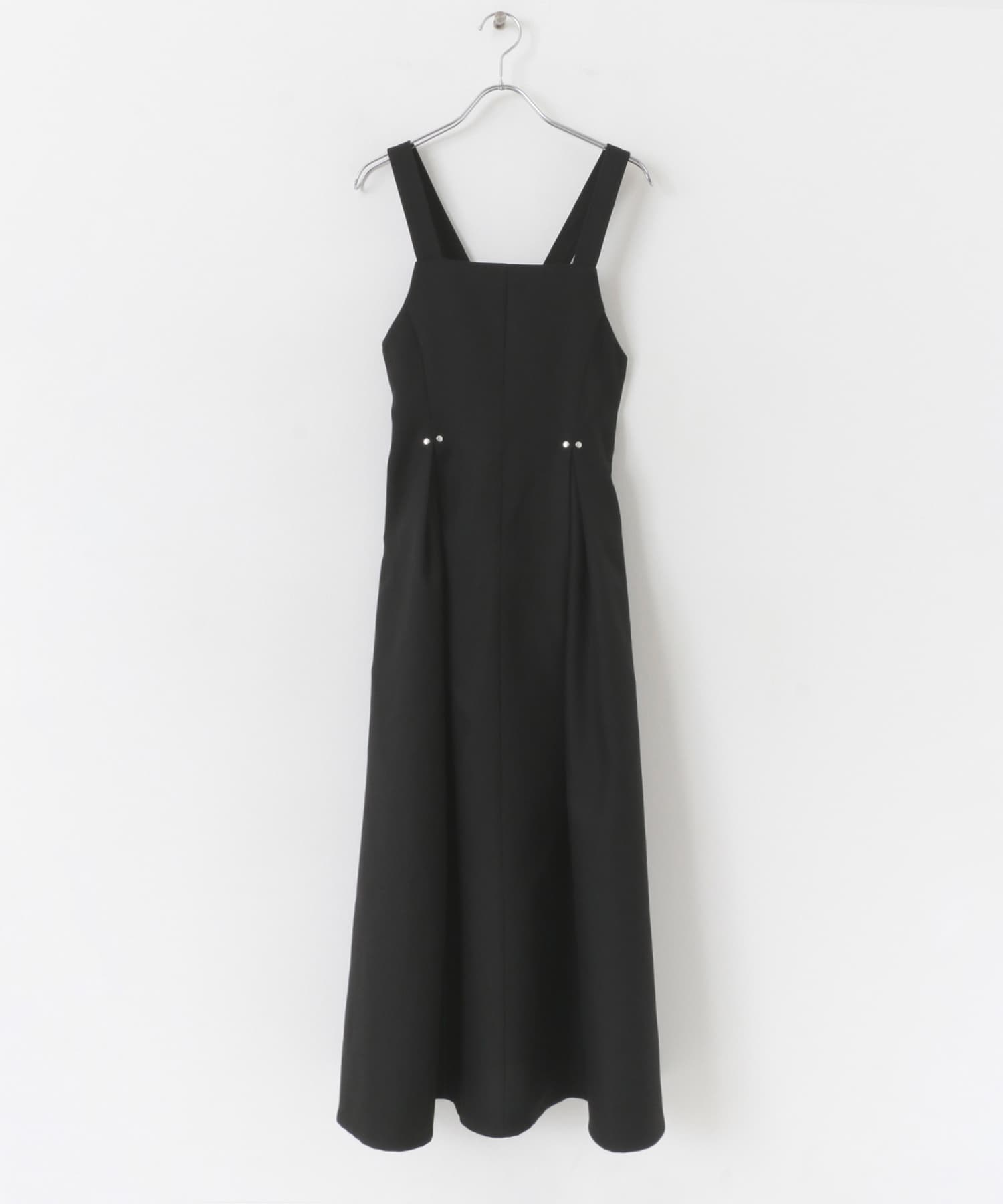 フロントタックジャンパースカート BLACK one