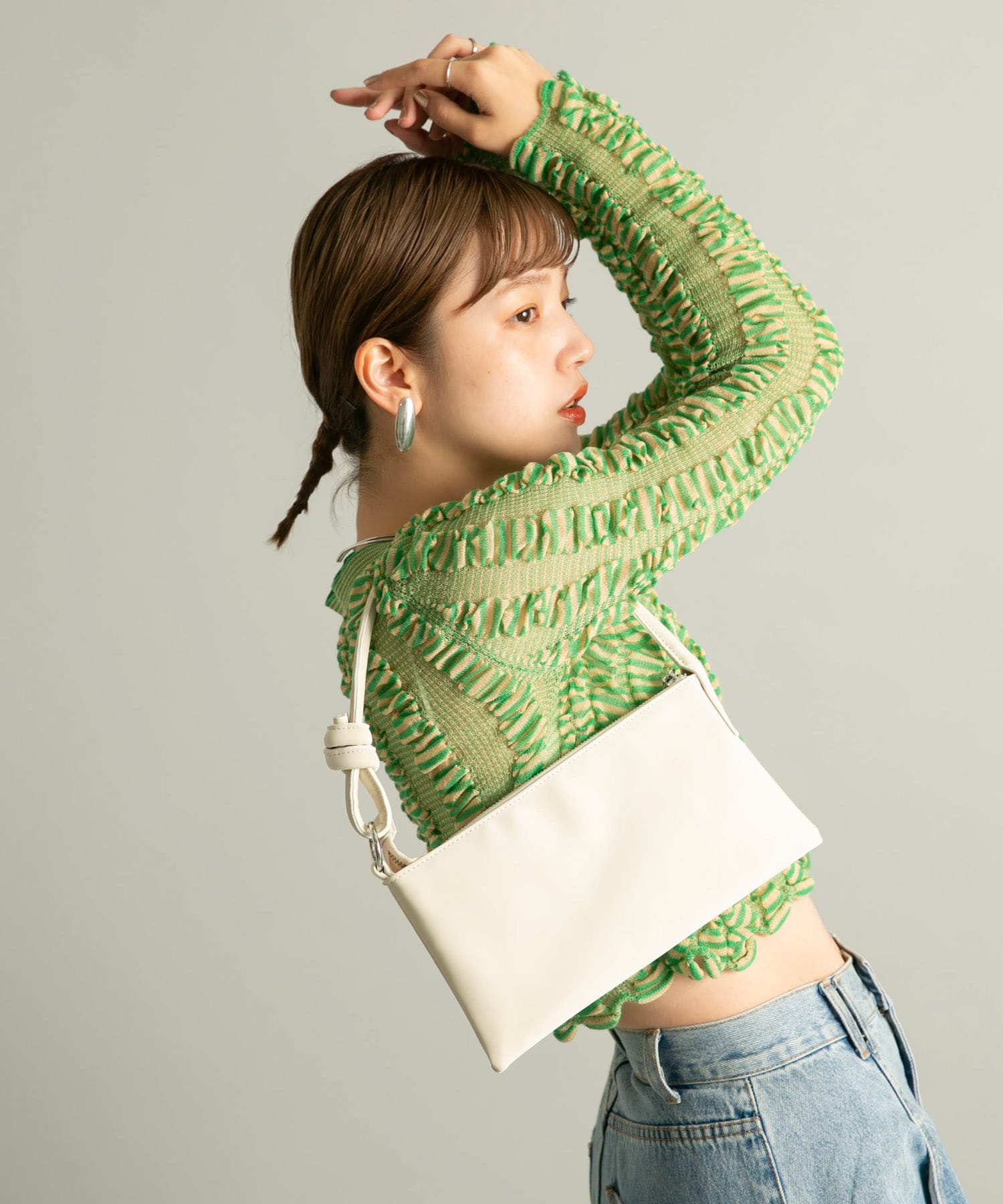 ハンドルデザインショルダーBAG IVORY one
