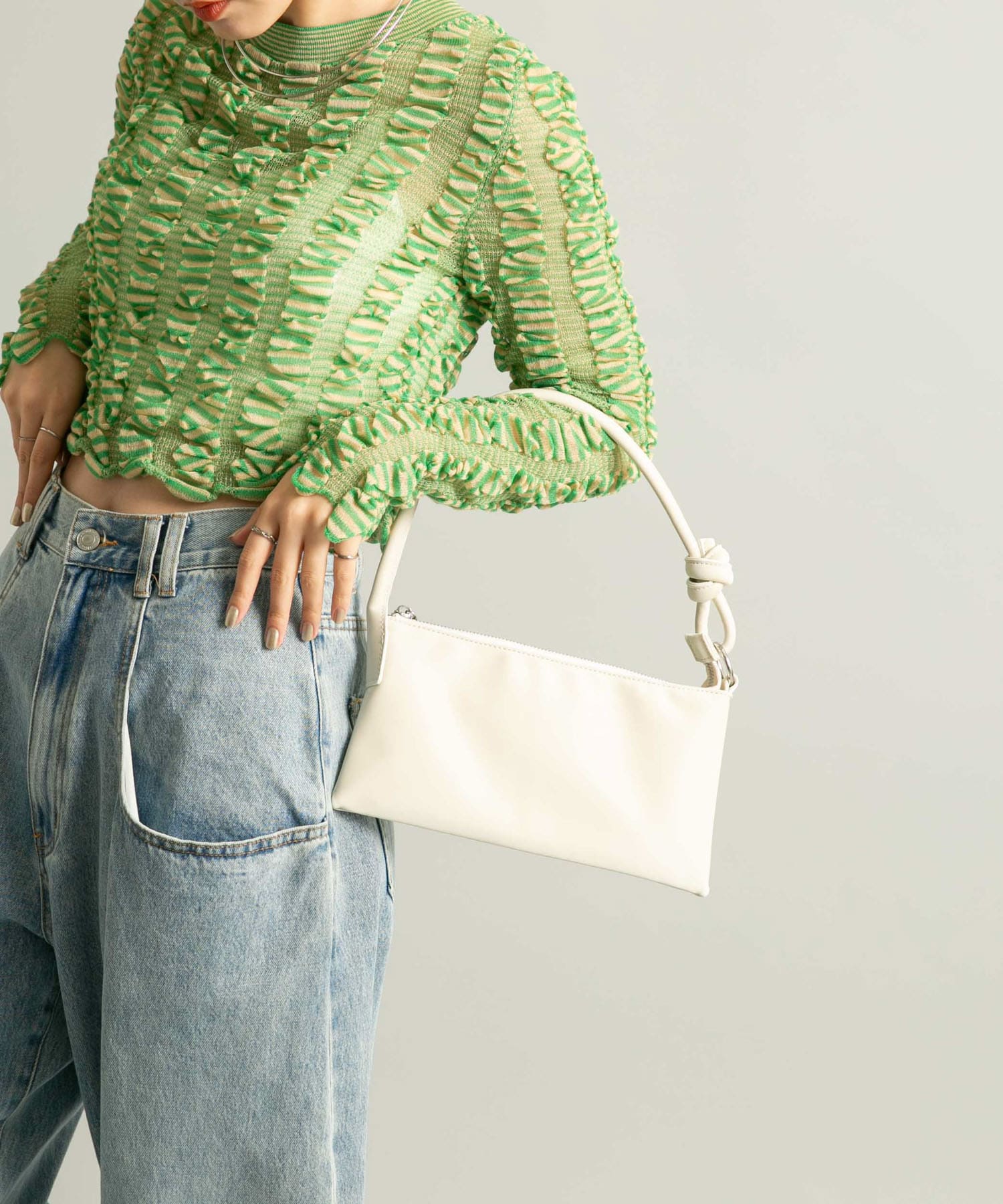 ハンドルデザインショルダーBAG IVORY one