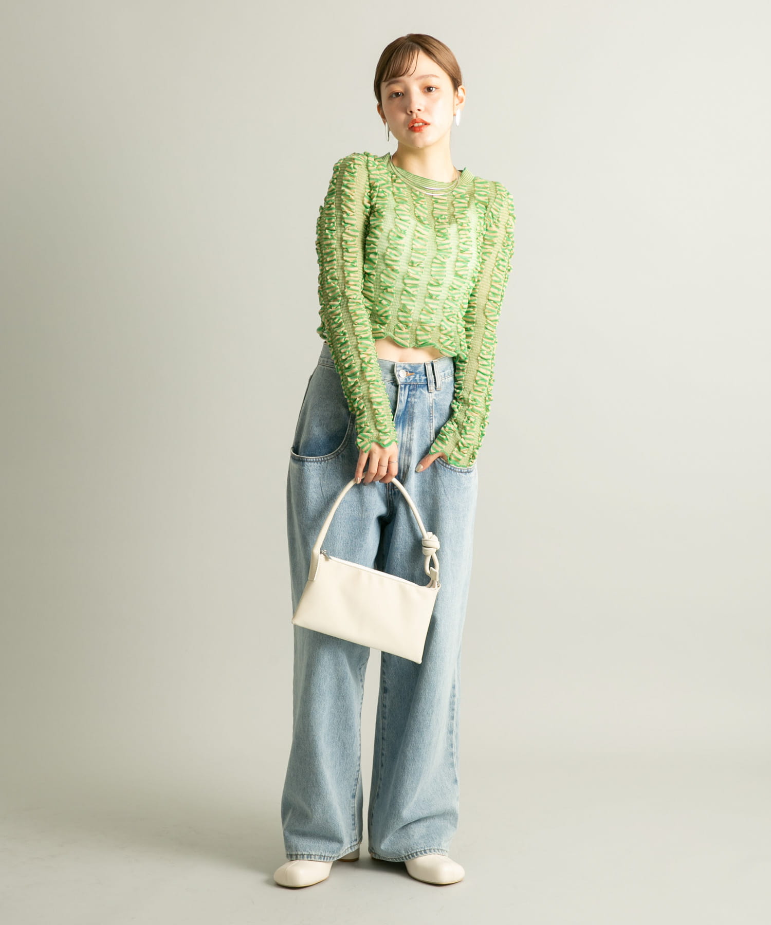 ハンドルデザインショルダーBAG IVORY one