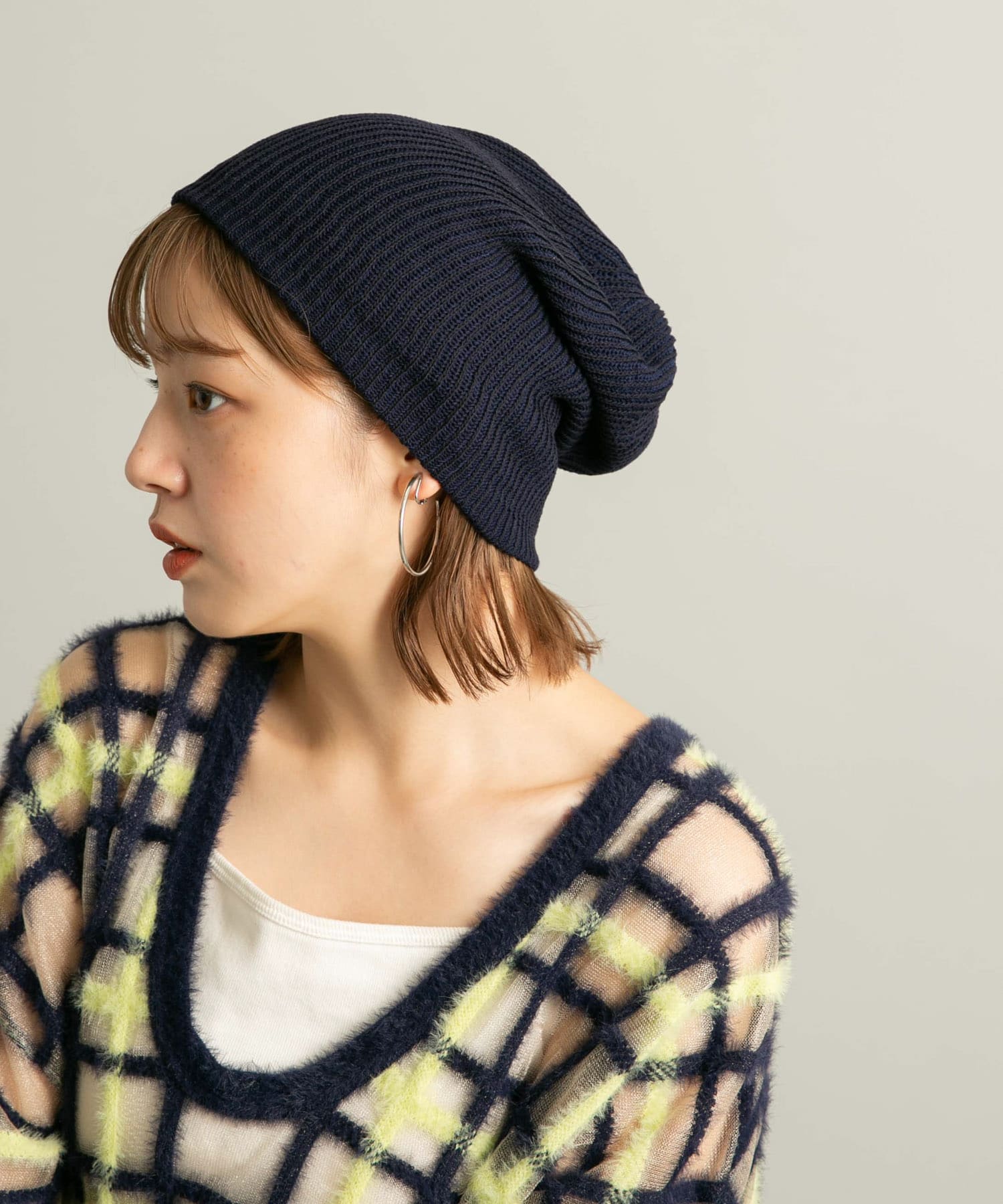 リブニットビーニー D.NAVY one