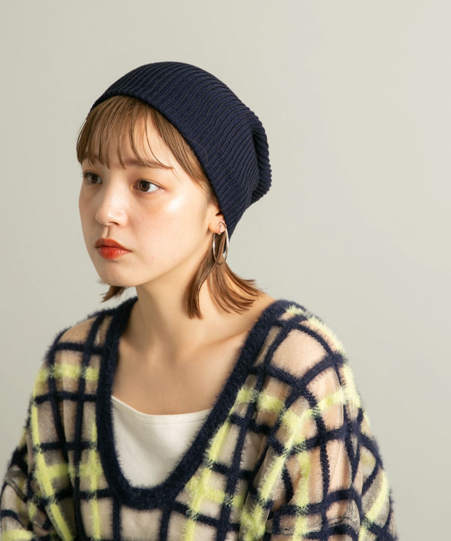 リブニットビーニー D.NAVY one