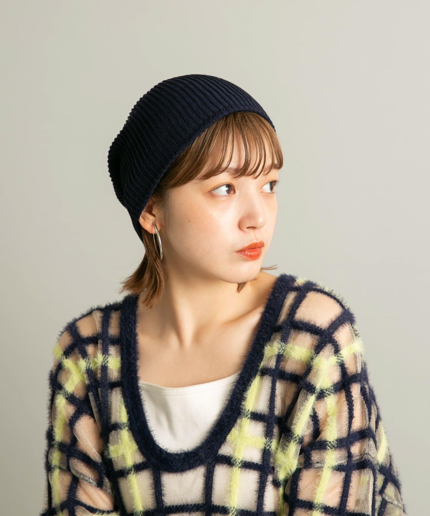 リブニットビーニー D.NAVY one