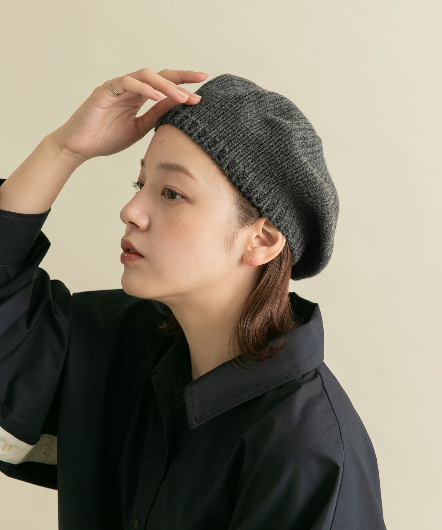 ニットベレー帽 CHARCOAL one
