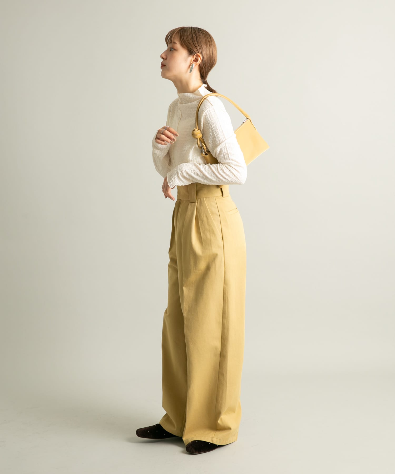 スタッズベロアパンプス BROWN 37