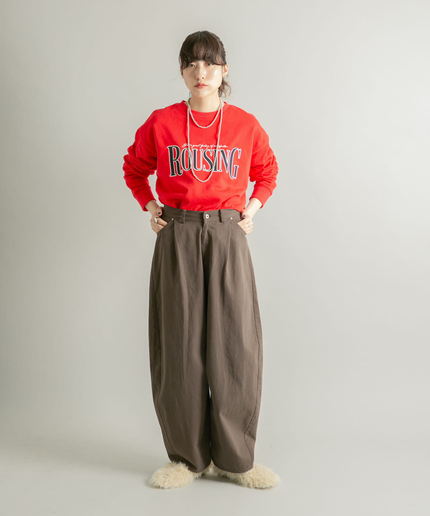 ラウンドトゥファーパンプス IVORY 36