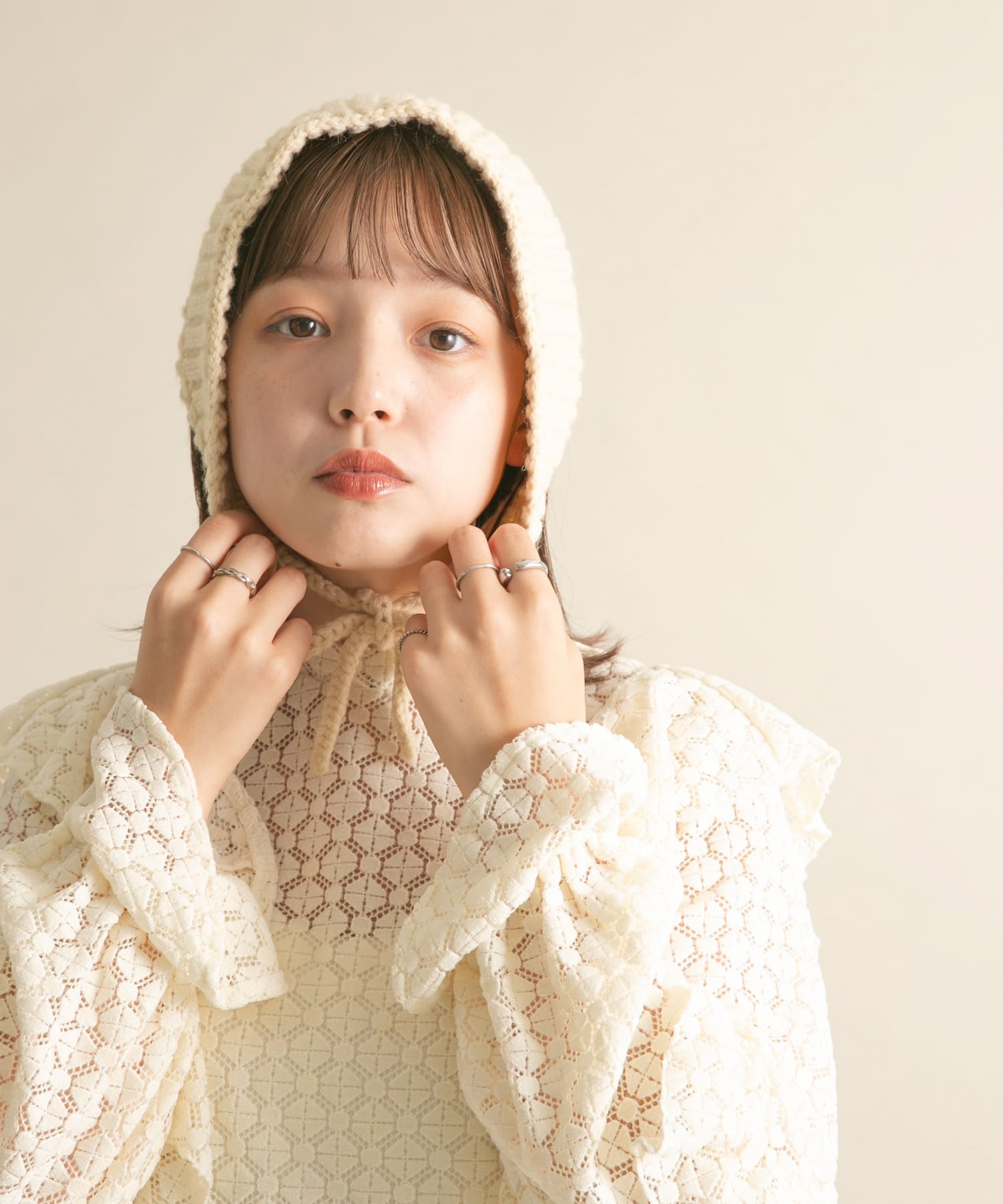 ニットボンネット IVORY one