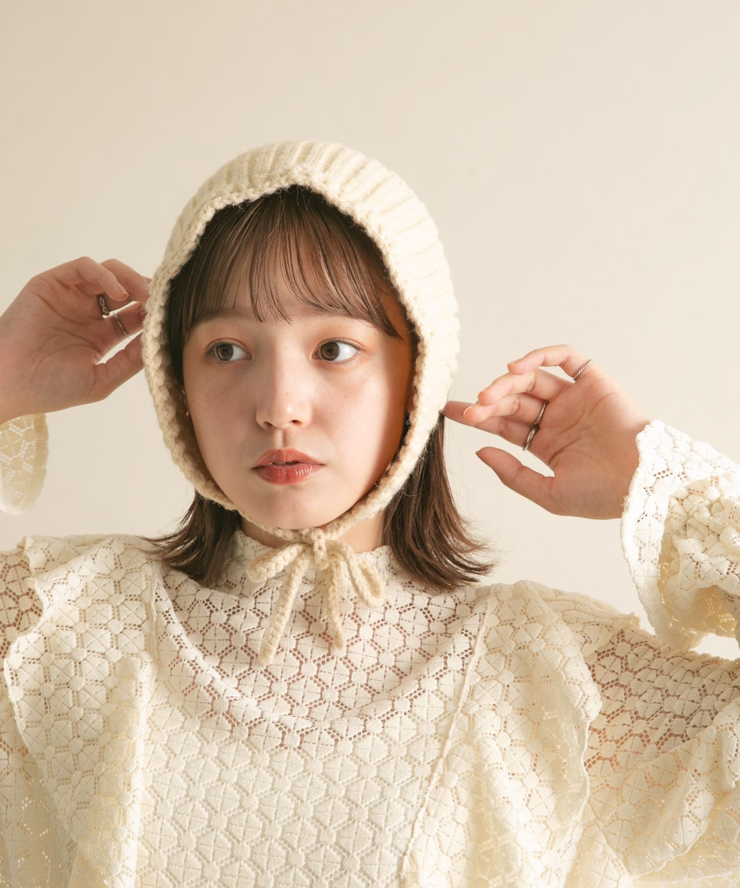 ニットボンネット IVORY one