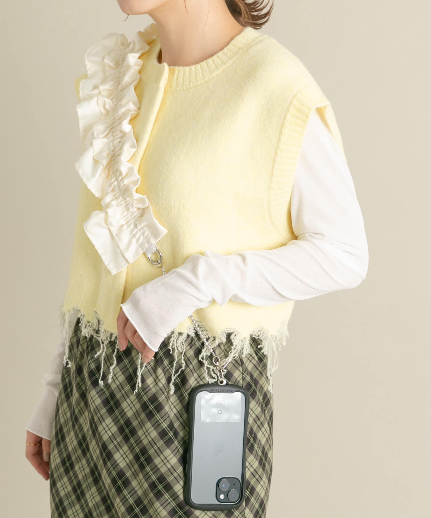 フリルギャザーマルチストラップ IVORY one