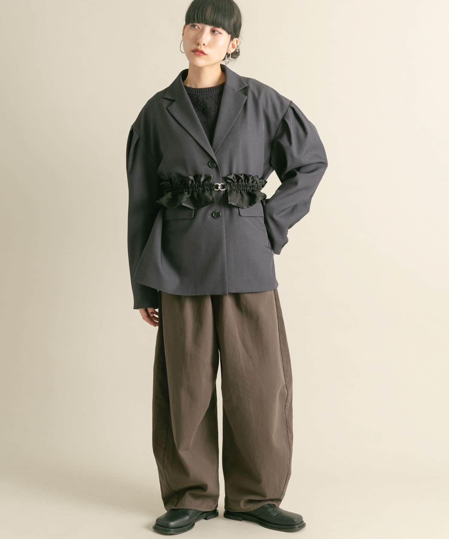 フリルギャザーマルチストラップ BLACK one