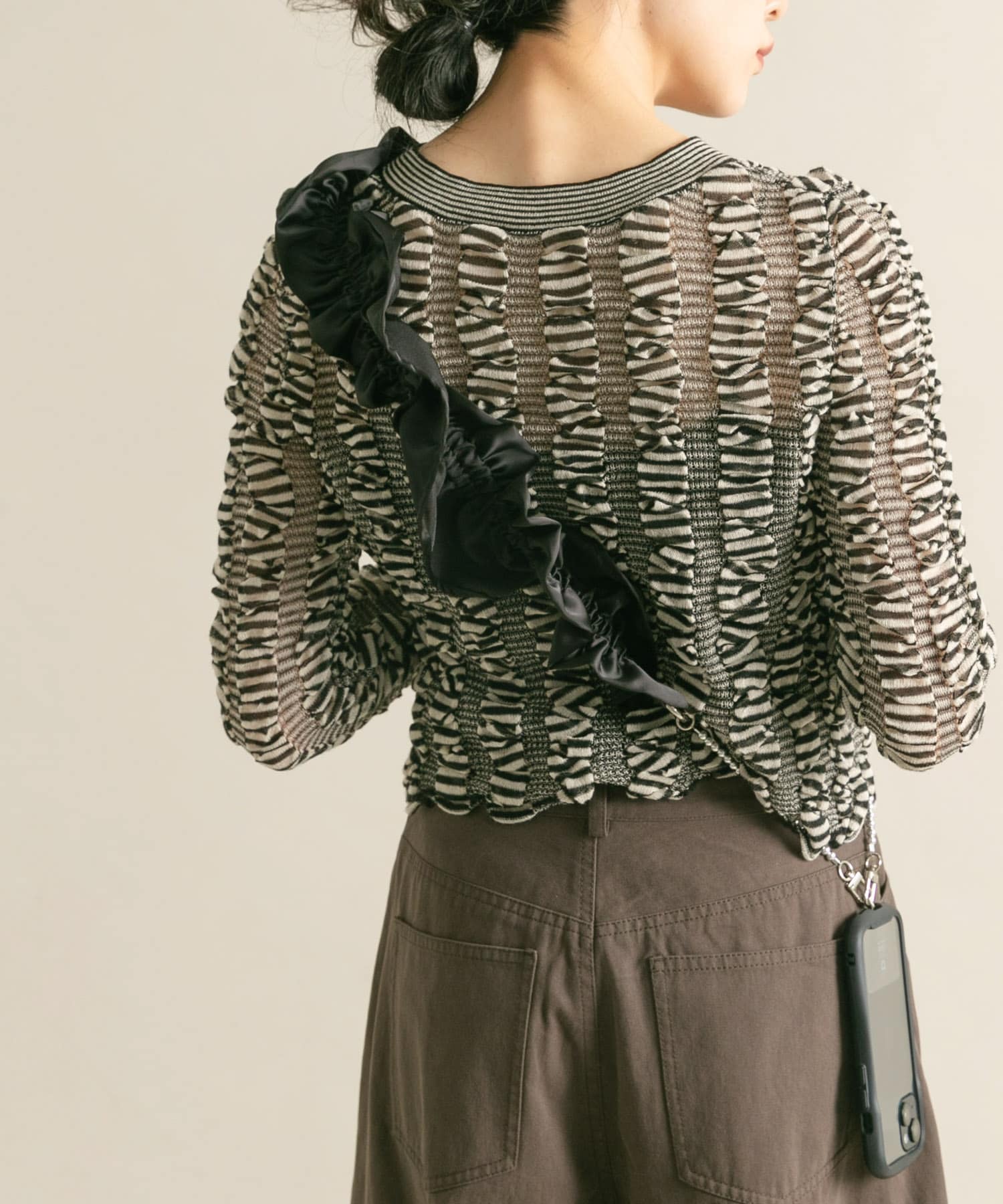 フリルギャザーマルチストラップ BLACK one